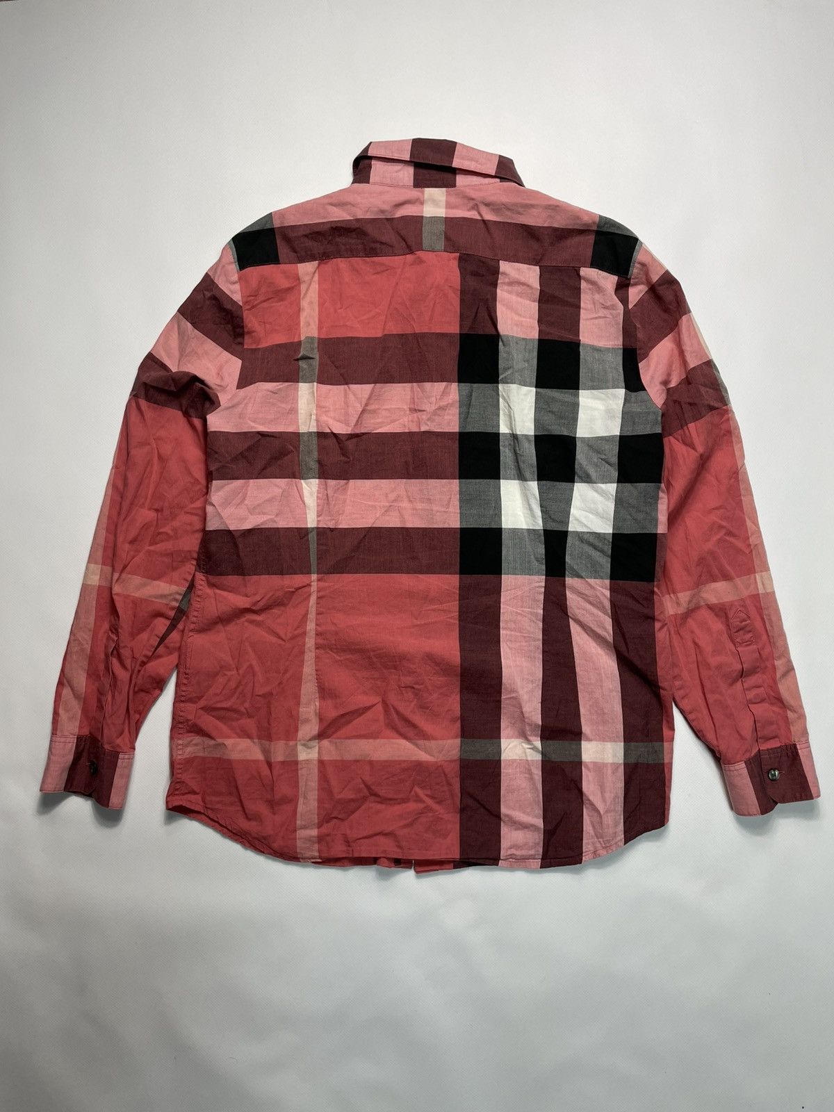 Vtg Burberry Nova Check Plaid Button-Up Shirt France