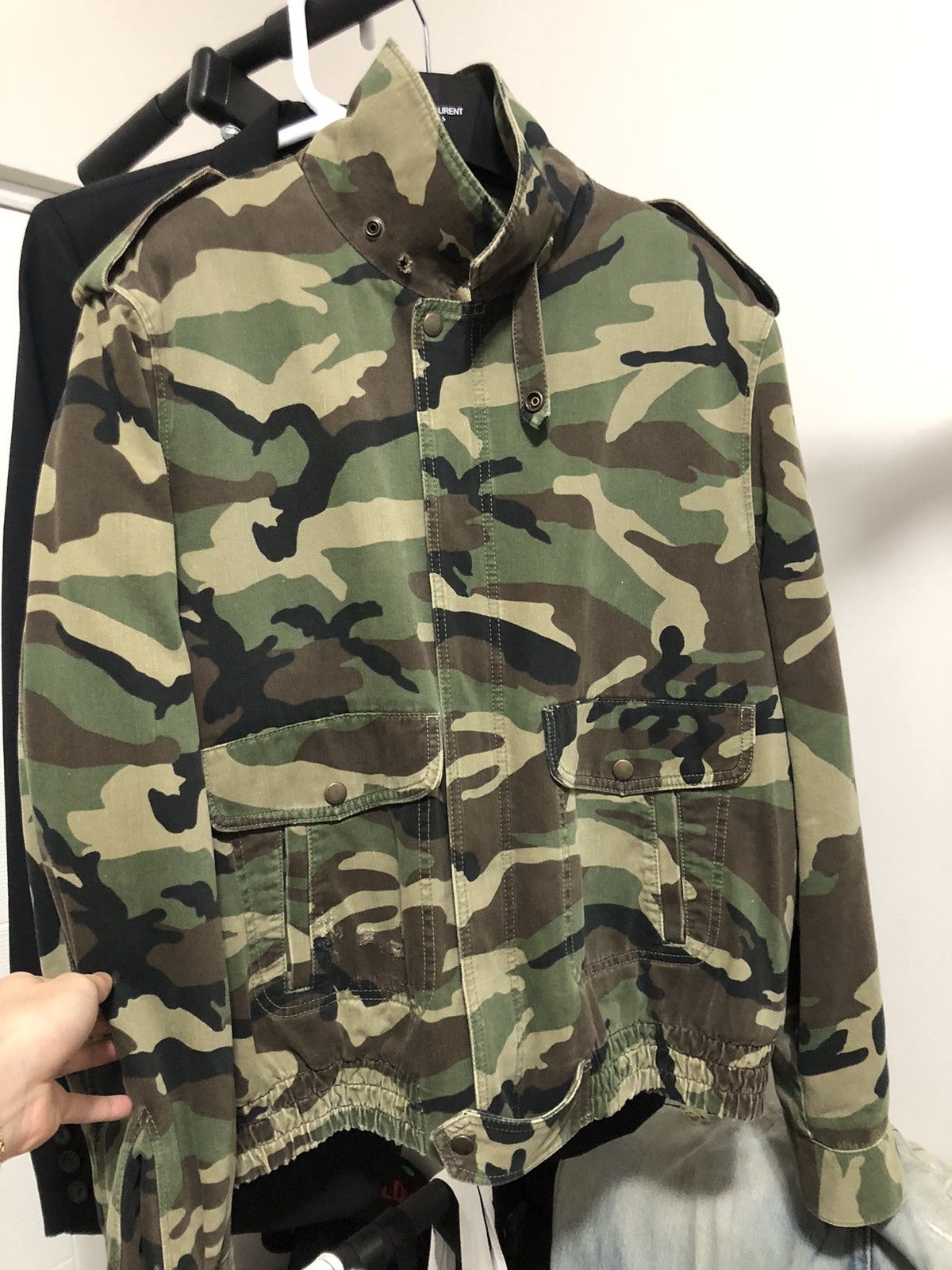 Anthony Vaccarello Saint Laurent Paris FW19 Sherling Camo Bomber Size US XL / EU 56 / 4 - 4 Thumbnail