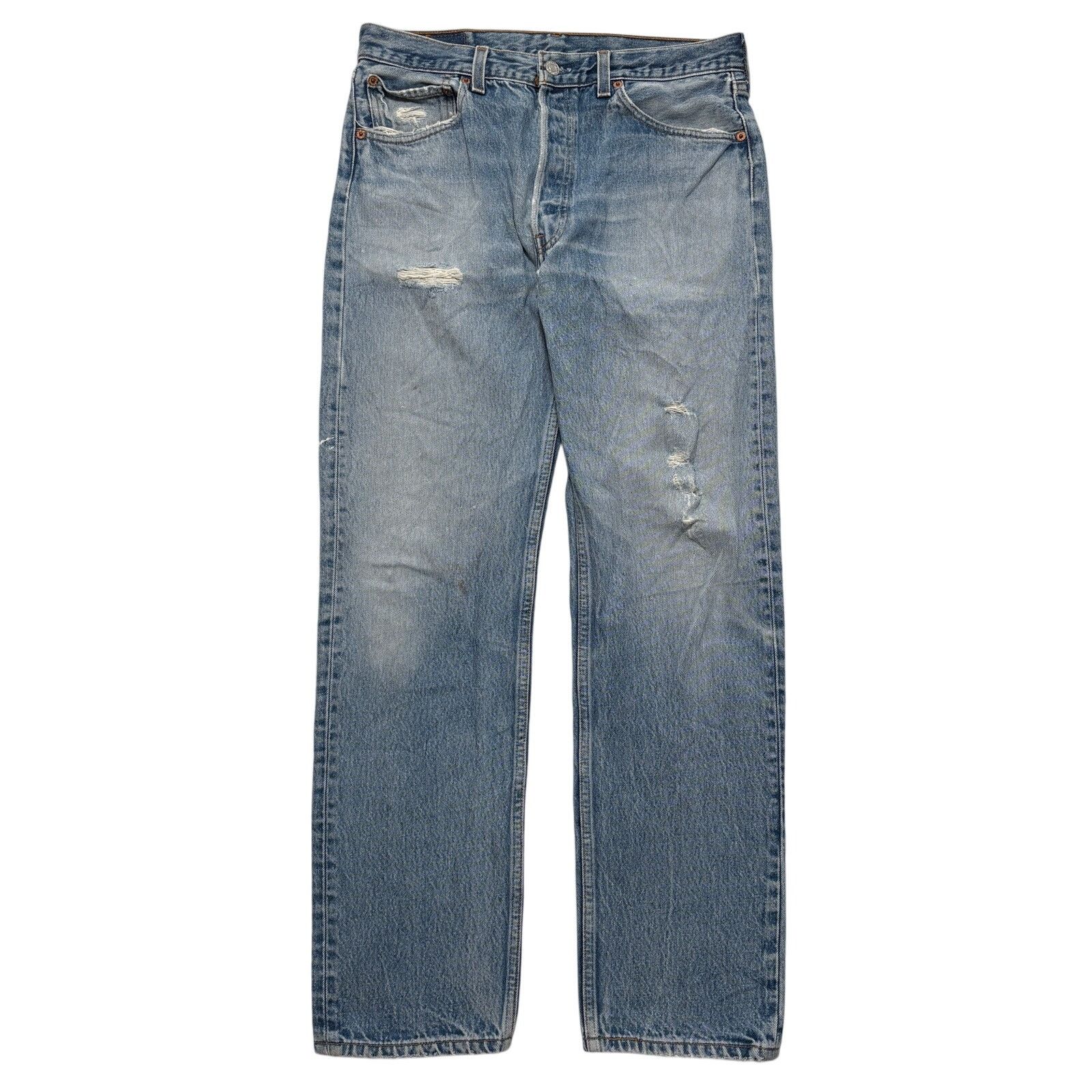 Levi's VTG 90s Levi's 501xx Distressed Faded Light Blue Jeans 30x30 Size US 30 / EU 46 - 1 Thumbnail