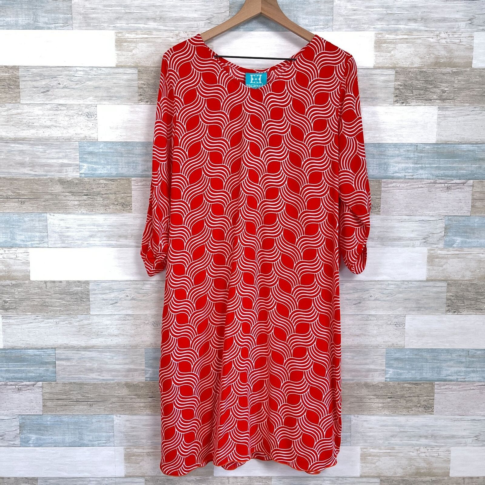 Other Escapada Annie 3/4 Sleeve Dress Orange White Tie Waist M Size M / US 6-8 / IT 42-44 - 2 Thumbnail