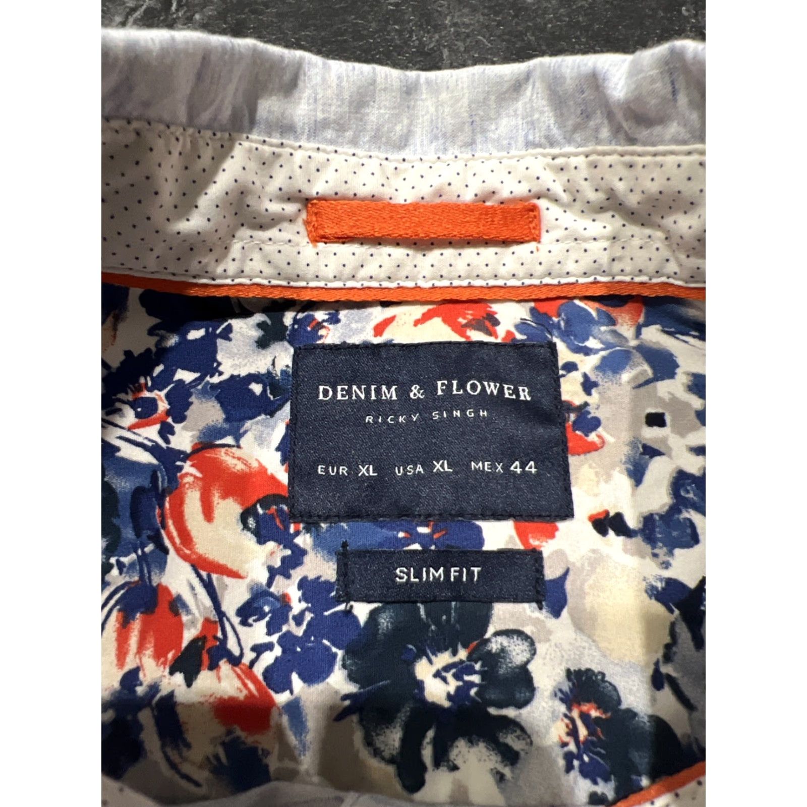 Denime DENIM & FLOWER Blue Striped Slim Fit Button-Up Shirt XL Short Sleeve Mens Size US XL / EU 56 / 4 - 7 Thumbnail
