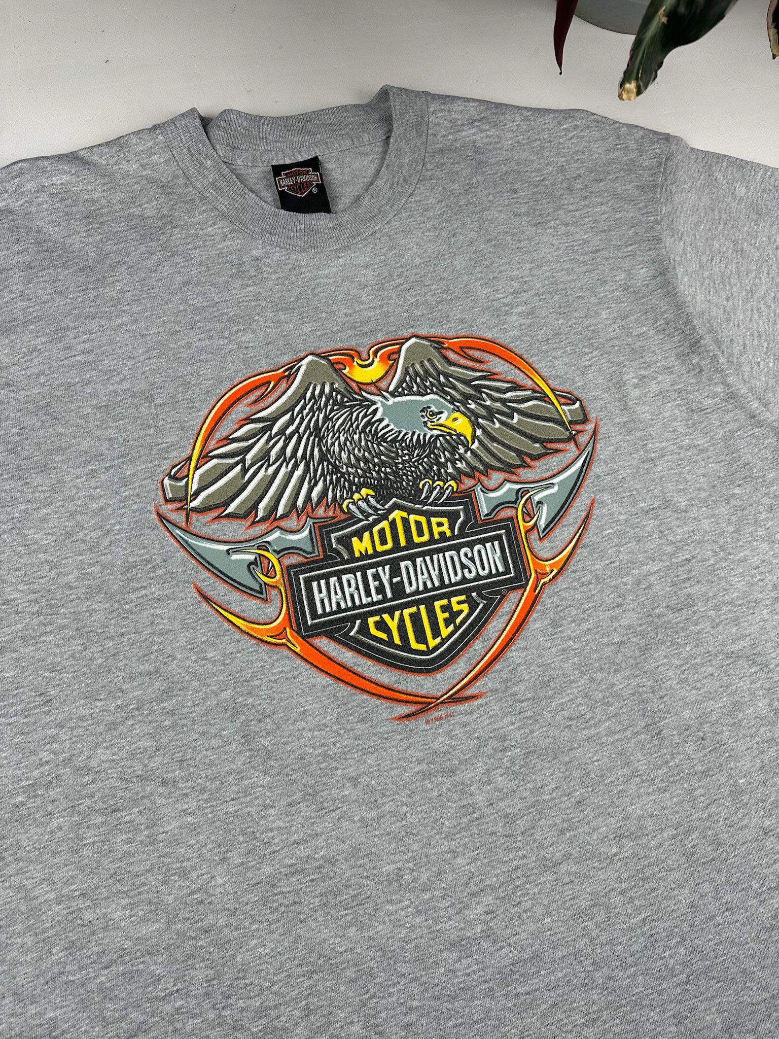 Harley Davidson VTG Y2K Harley Davidson Eagle Flames T-Shirt 90s Size US XL / EU 56 / 4 - 3 Thumbnail
