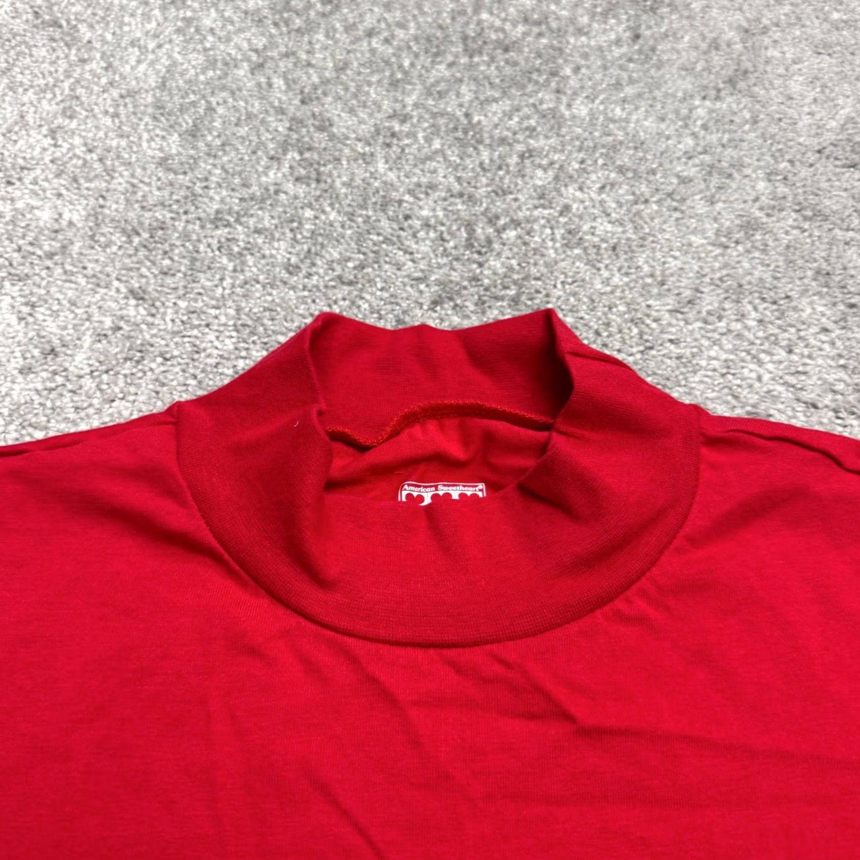 Vintage American Sweetheart Shirt Womens Large Red Cotton Blend Mock Neck Long Sleeve Casual Shirt Size L / US 10 / IT 46 - 3 Thumbnail