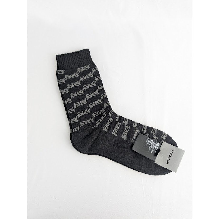 Balenciaga o1rshd1 Size: L / Socks BB Monogram Tennis in Black Size ONE SIZE - 1 Thumbnail