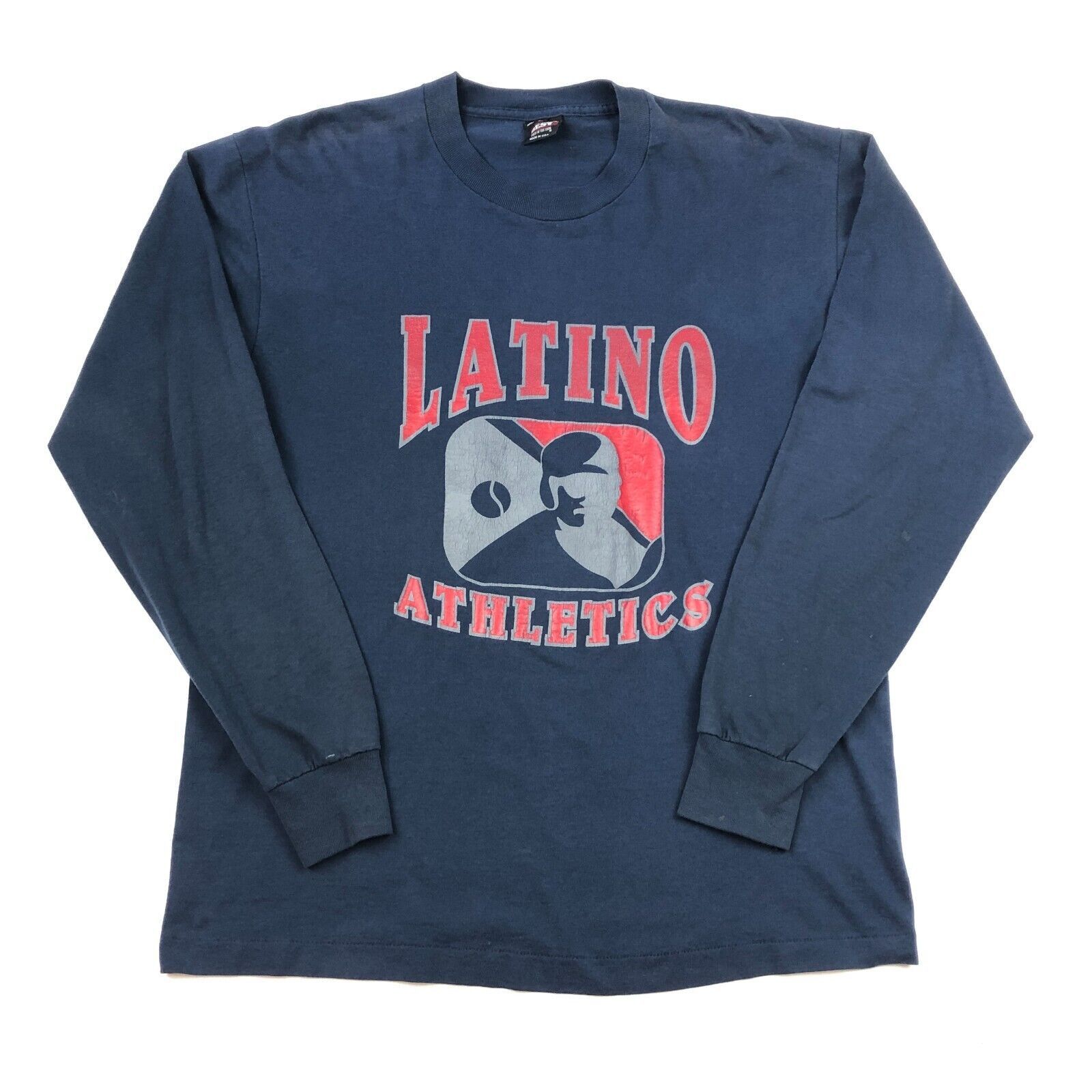 Vintage Vintage 90s Latino Athletics Baseball Navy Longsleeve Size US L / EU 52-54 / 3 - 1 Thumbnail