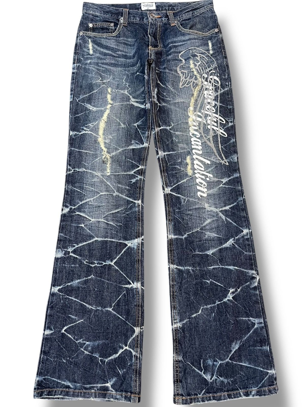 Beauty Beast × Japanese Brand × Le Grande Bleu (L.G.B.) Vintage Nylaus Clothing Flare Bootcut Honeycomb Denim Size US 30 / EU 46 - 1 Thumbnail