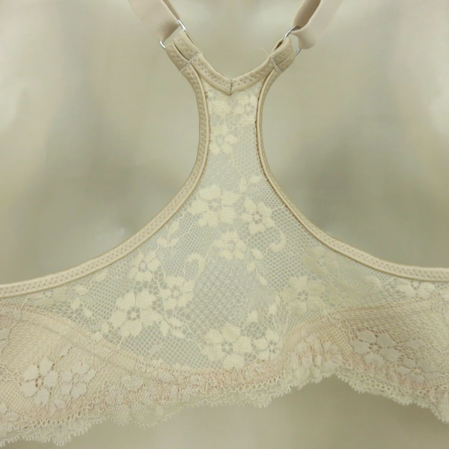 Vintage Maidenform Bra 36B 07112 One Fab Fit Front Closure T Back Lace Beige Womens Size ONE SIZE - 7 Thumbnail