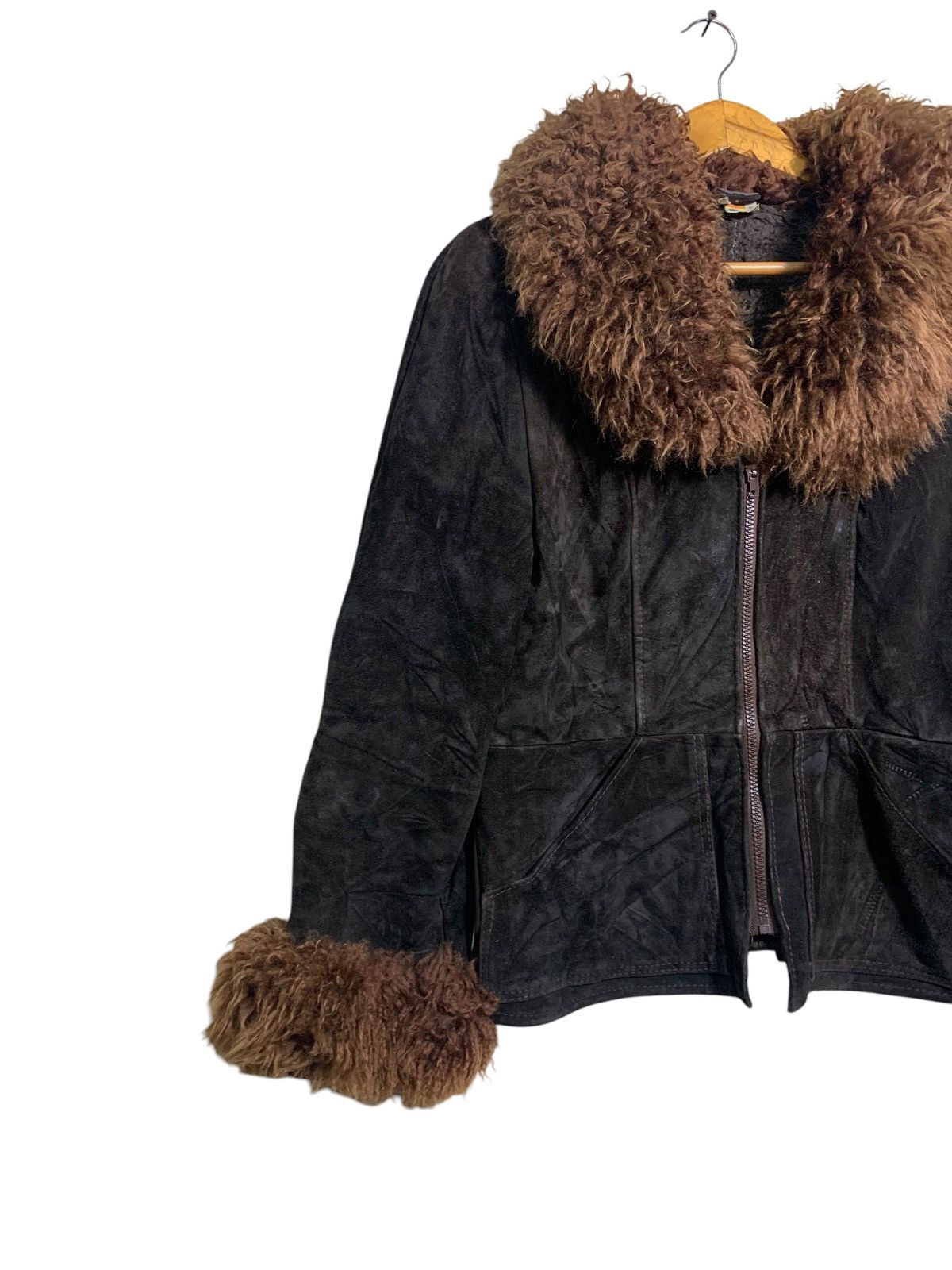 Genuine Leather 🔥BETTY BARCLAYS LEATHER FUR JACKETS BROWN Size M / US 6-8 / IT 42-44 - 2 Thumbnail