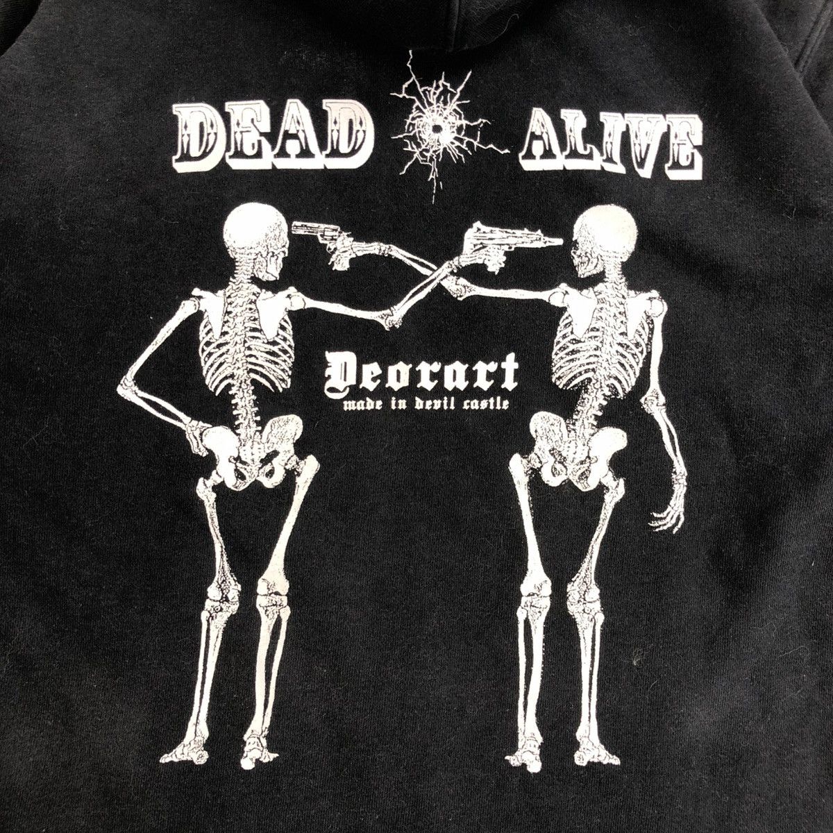 If Six Was Nine 2000s Deoart Skulls Dead Alive Punk Gothic Fur Zip Hoodie Size US L / EU 52-54 / 3 - 12 Thumbnail