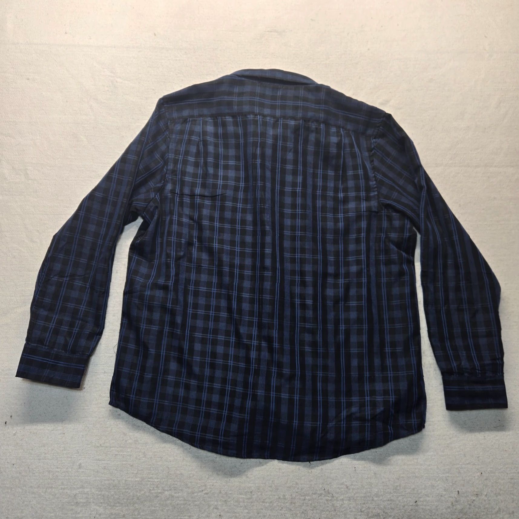 George GEORGE Shirt Adult Mens Size XL Plaid Long Sleeve Button-Up Cotton Blend Black/Blue 46-48 Modern Casual 90s? Size 46R - 7 Thumbnail
