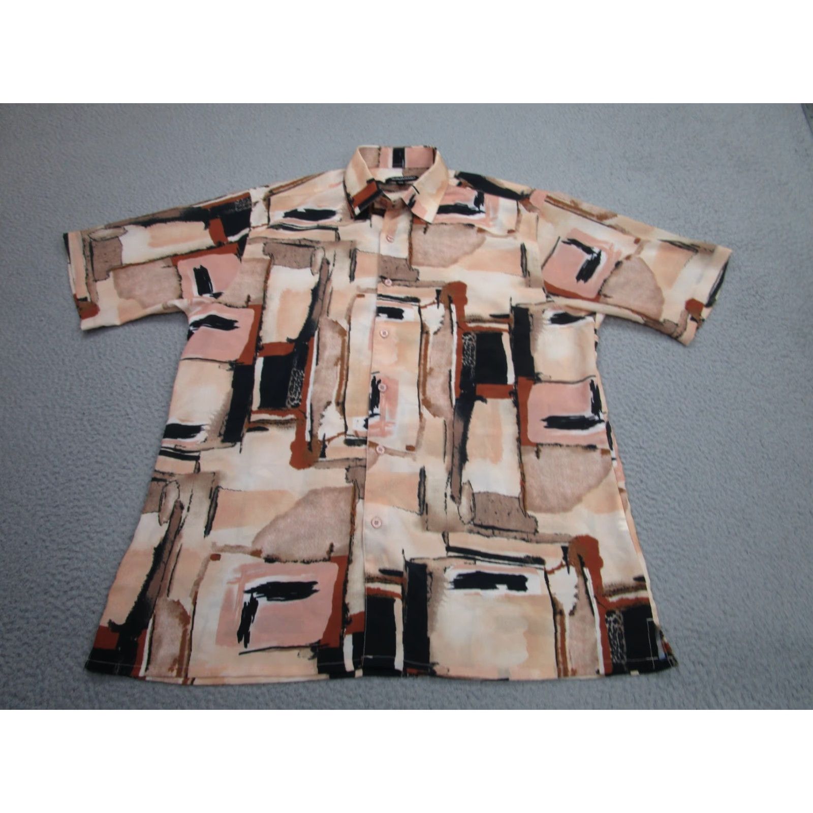 Vintage Bassiri Shirt Mens 2XL Short Sleeve Beige Abstract 90s Party Artsy Y2K Style Button-Up Collared Graphic Print Casual Vintage Mens? Size US XXL / EU 58 / 5 - 2 Thumbnail