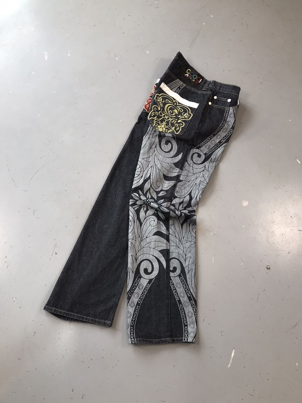 Vintage Coogi crazy patterns printed embroidered denim