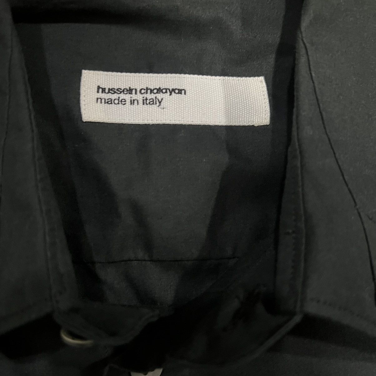 HUSSEIN CHALAYAN BLACK LONG SLEEVE BUTTON UP SHIRT