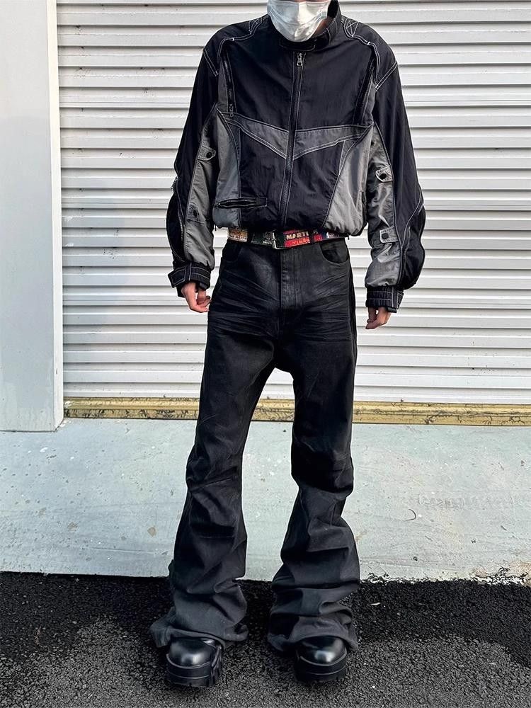 Jean Black Stacked Flared Waxed Jeans Size US 30 / EU 46 - 1 Thumbnail