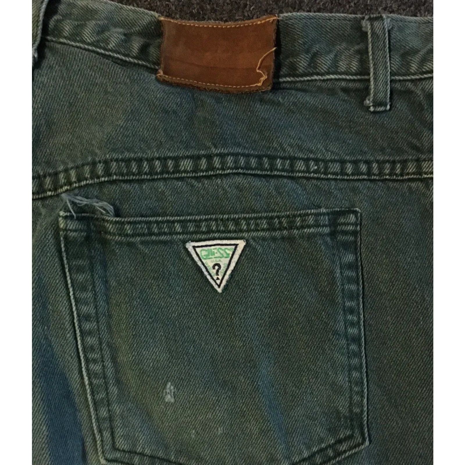 Guess VINTAGE GUESS Jeans 90s Distressed Baggy Green 35 USA Men Denim Distressed Hip Hop Grunge 80s Punk Rock Retro USA Logo Size US 35 - 3 Thumbnail