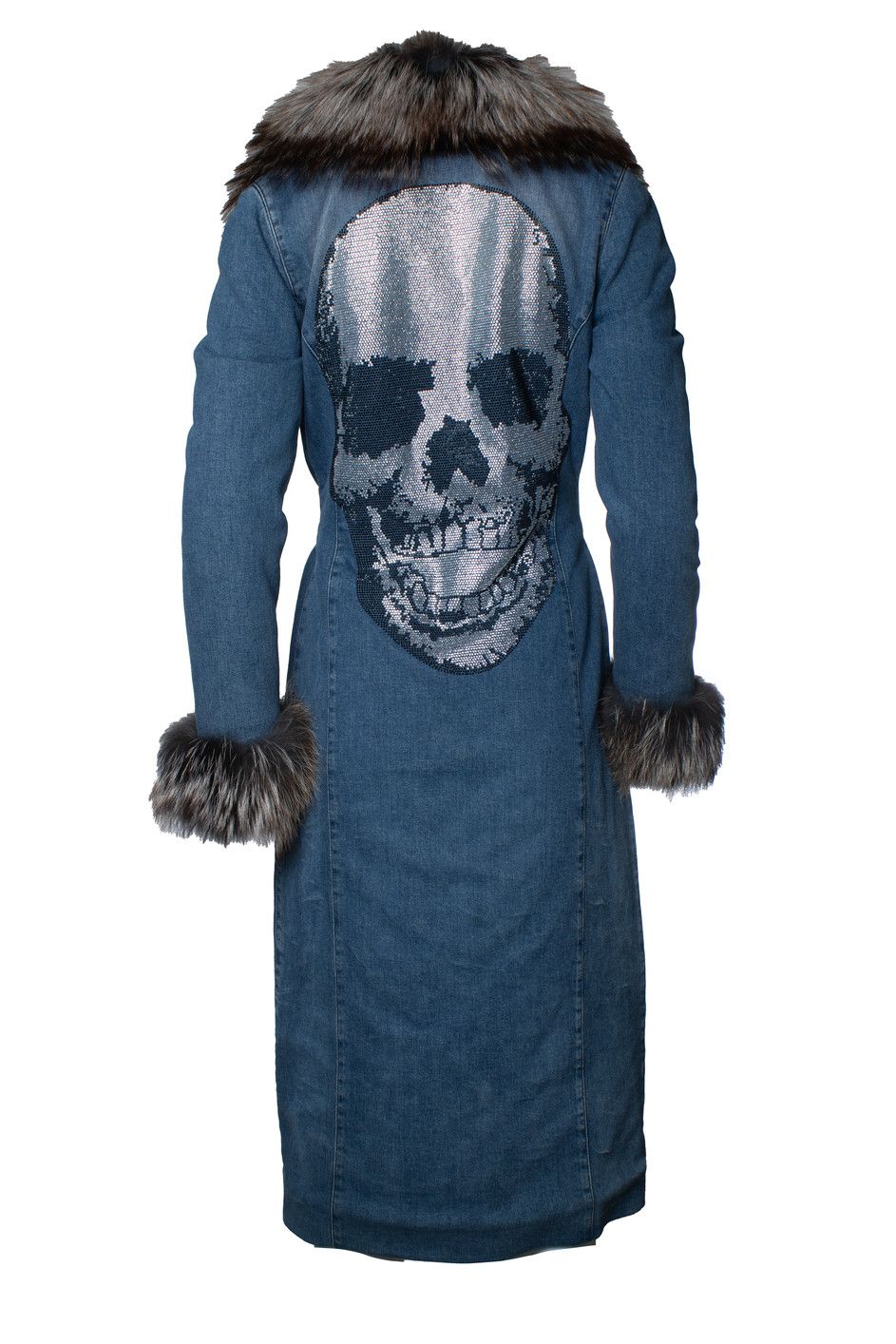 Philipp Plein Philipp Plein, denim trench coat with fur collar Size S / US 4 / IT 40 - 2 Thumbnail