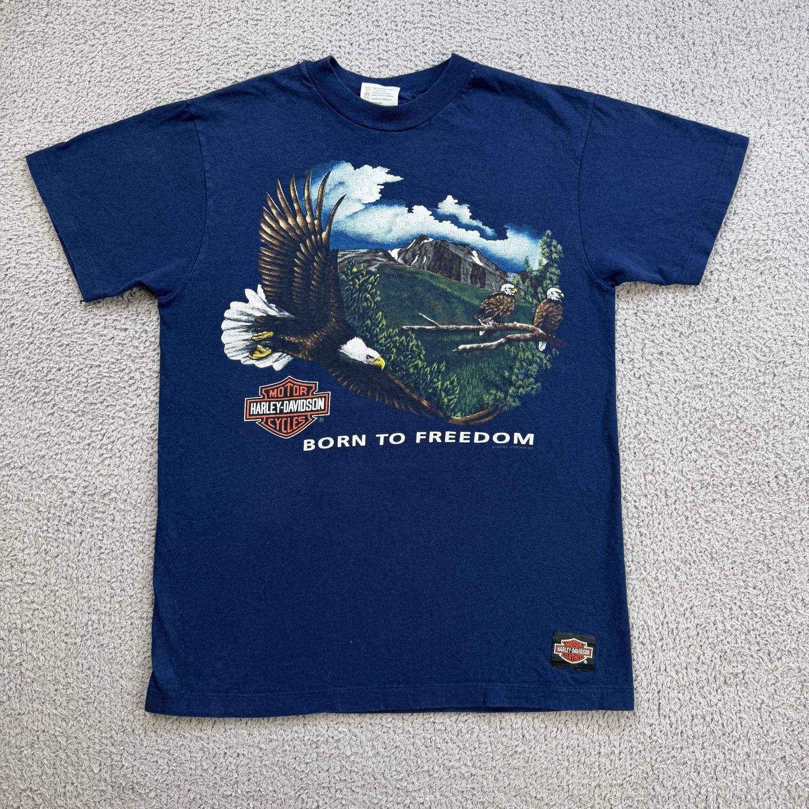 Harley Davidson Vintage 90s Harley Davidson Freedom Eagle T Shirt Maine Size US M / EU 48-50 / 2 - 1 Thumbnail
