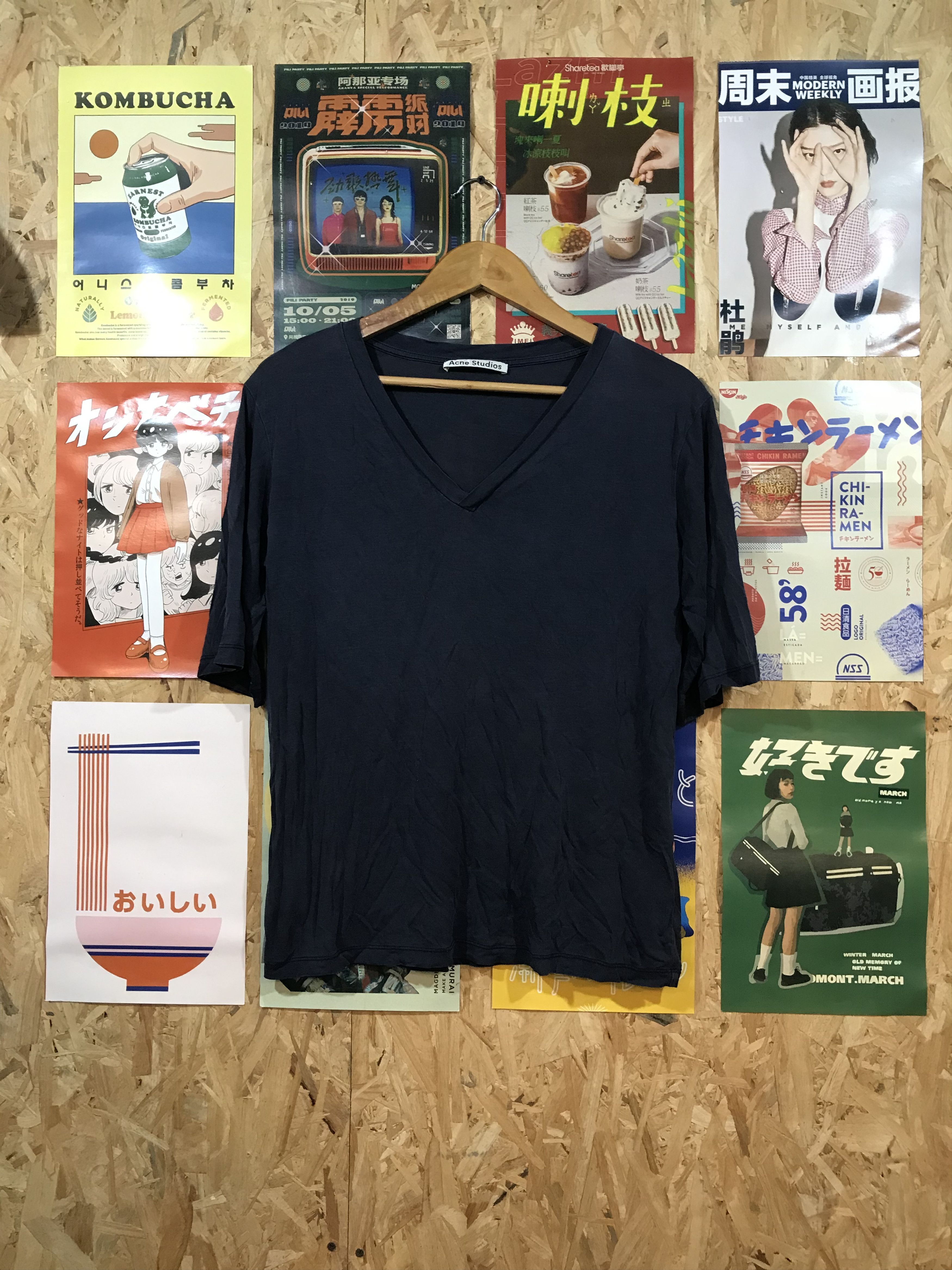 Acne Studios Acne Studios Behati Tencel PAW16 V Neck Tee Shirt Size XS / US 0-2 / IT 36-38 - 1 Thumbnail