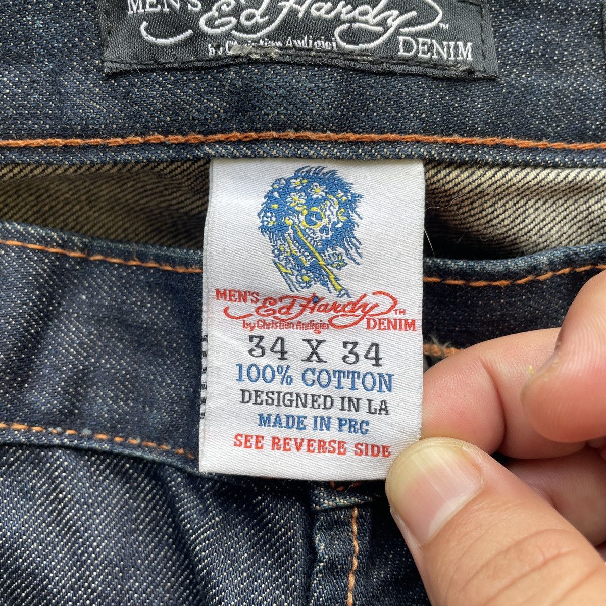 Christian Audigier Vintage Ed Hardy BAGGY “Death Before Dishonor” Jeans Pants Size US 36 / EU 52 - 8 Thumbnail