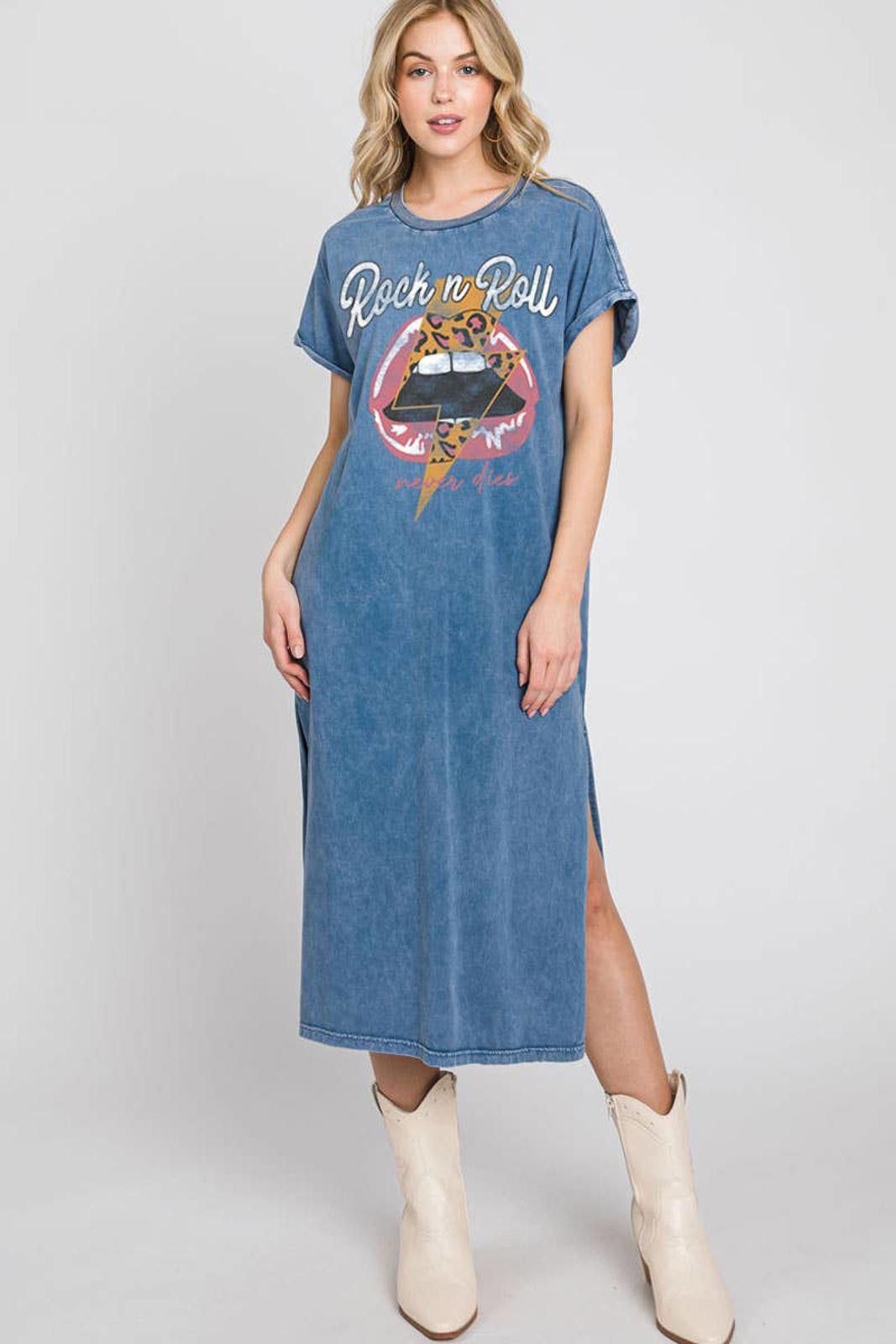 Other ROCK AND ROLL NEVER DIES MINERAL GRAPHIC DRESS Size L / US 10 / IT 46 - 5 Thumbnail
