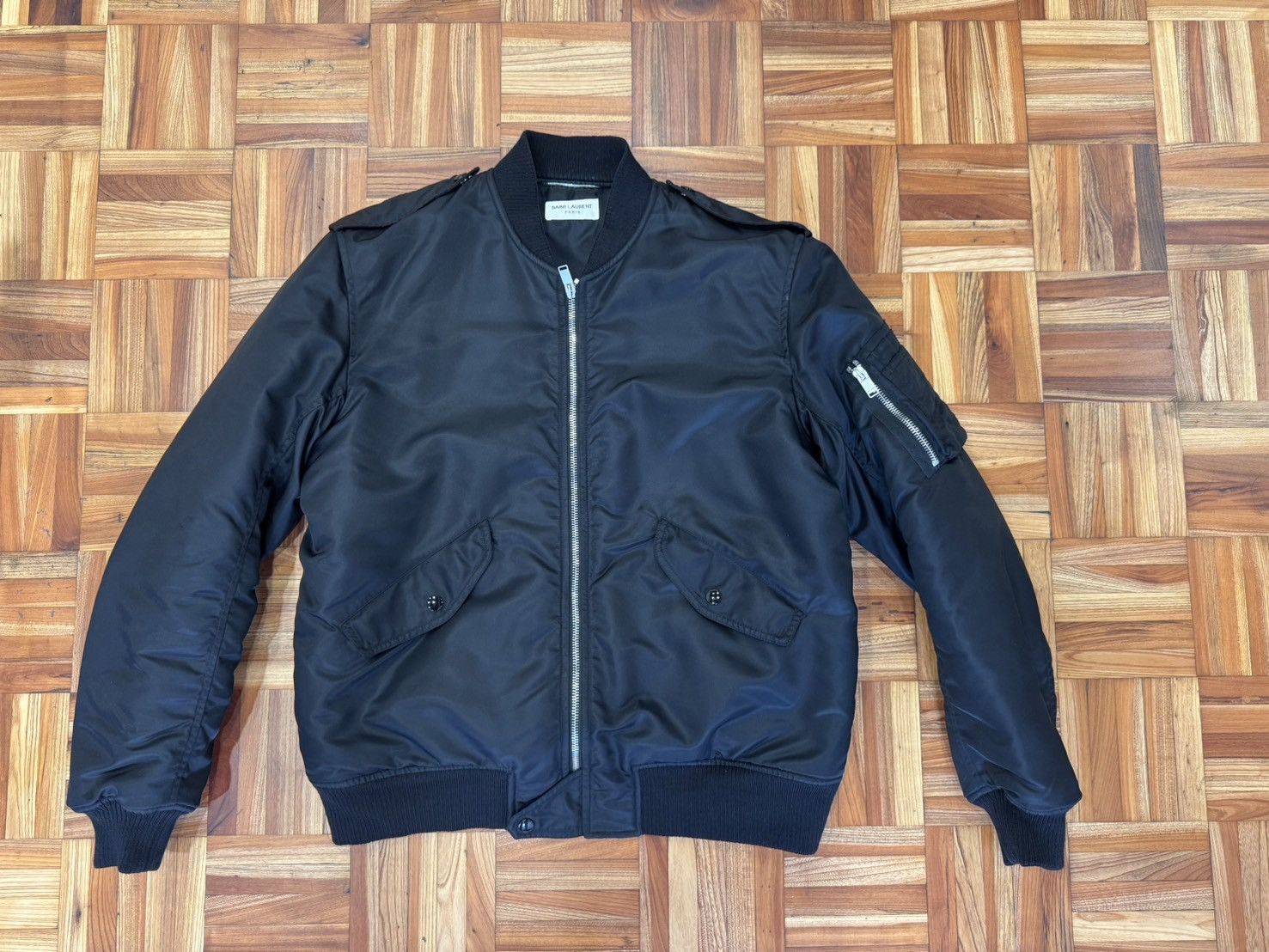 image of Saint Laurent Paris Ma-1 Bomber Black 2015 Size 52, Men's