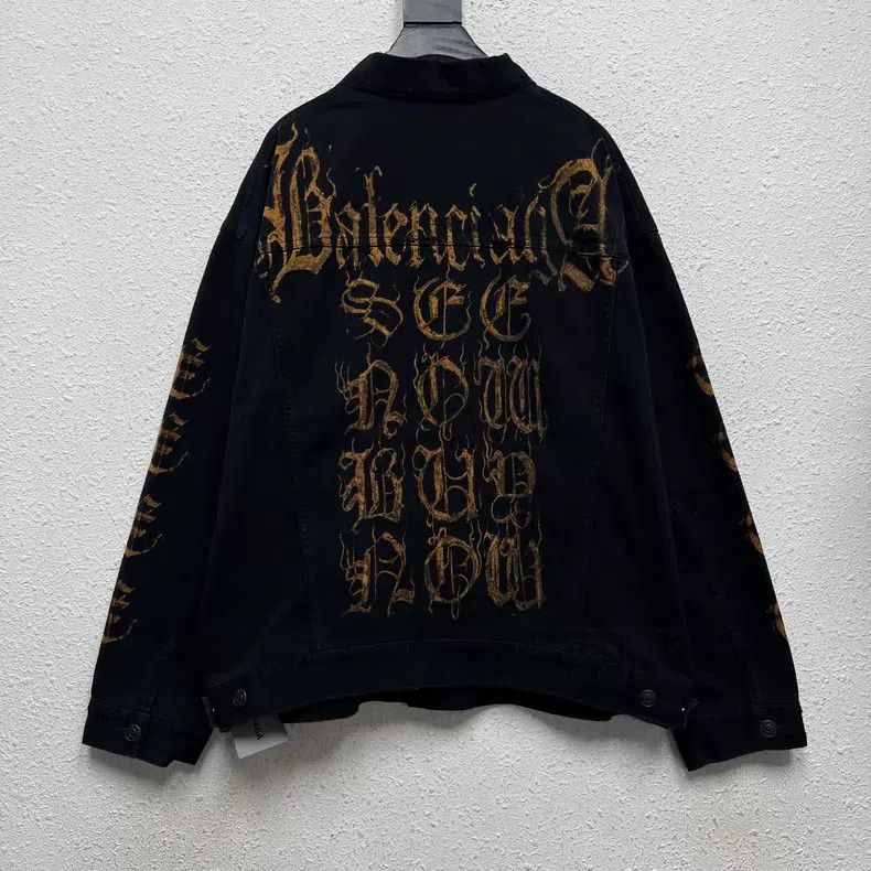 Balenciaga Balenciaga Sanskrit Destroyed Denim Jacket Size US M / EU 48-50 / 2 - 2 Thumbnail