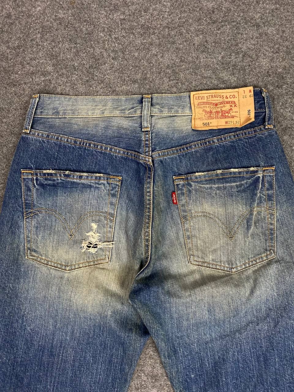 Levi's vintage 90s levis 501 distressed denim nice design Size US 31 - 3 Thumbnail