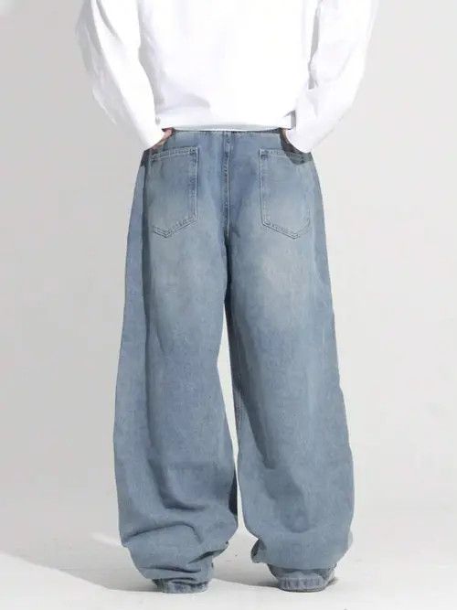 Jean Washed VINTAGE 90s baggy jeans pants Size US 32 / EU 48 - 2 Thumbnail