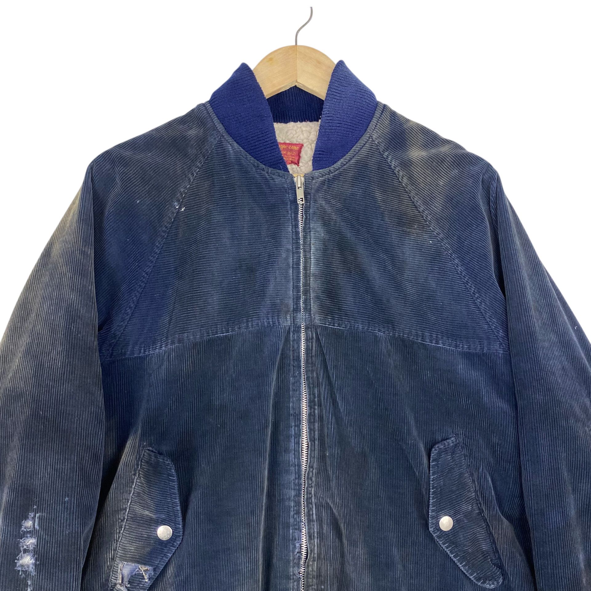 Sugar Cane 💥70s DISTRESSED CORDUROY BOMBER NAVY JACKET Size US M / EU 48-50 / 2 - 2 Thumbnail