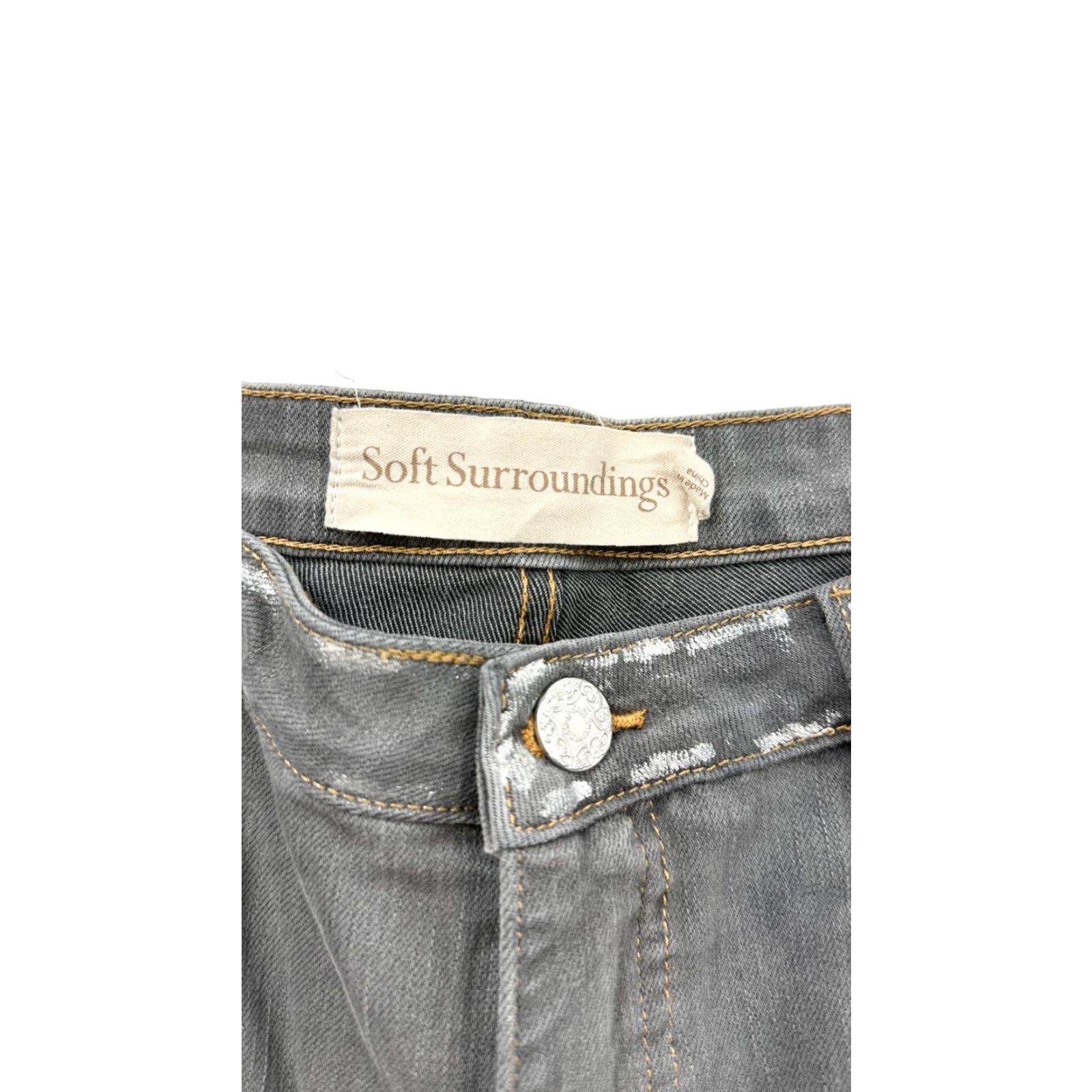 Soft Surroundings Soft Surroundings Jeans Womens 14 Gray Denim High Rise Relaxed Fit 5-Pocket Straight Size 36" / US 14 / IT 50 - 3 Thumbnail