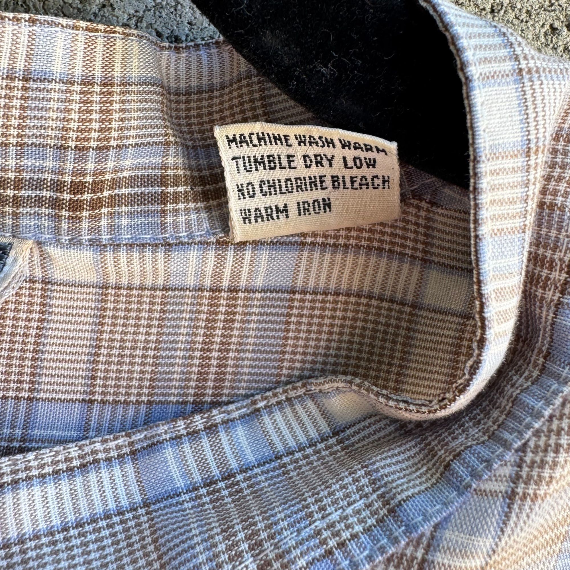 Other ESM Vintage Mens Band Collar Button-Up Blue Brown Retro Prep Size US M / EU 48-50 / 2 - 5 Thumbnail