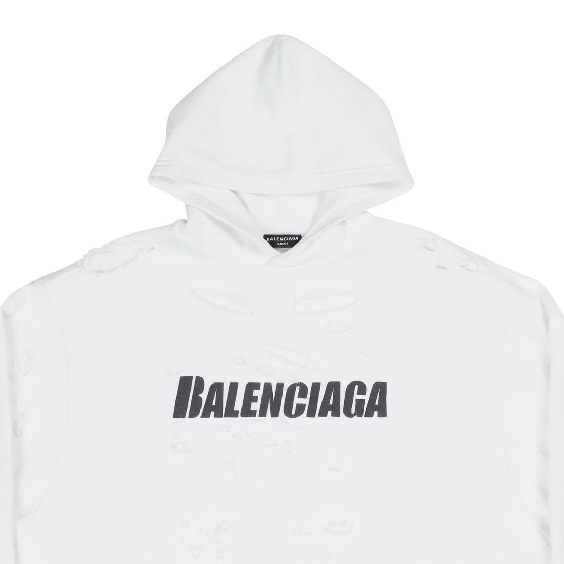 Balenciaga o1bcso1str1224 Caps Destroyed Hoodie in White Size XXS / US 00 / IT 34 - 3 Thumbnail