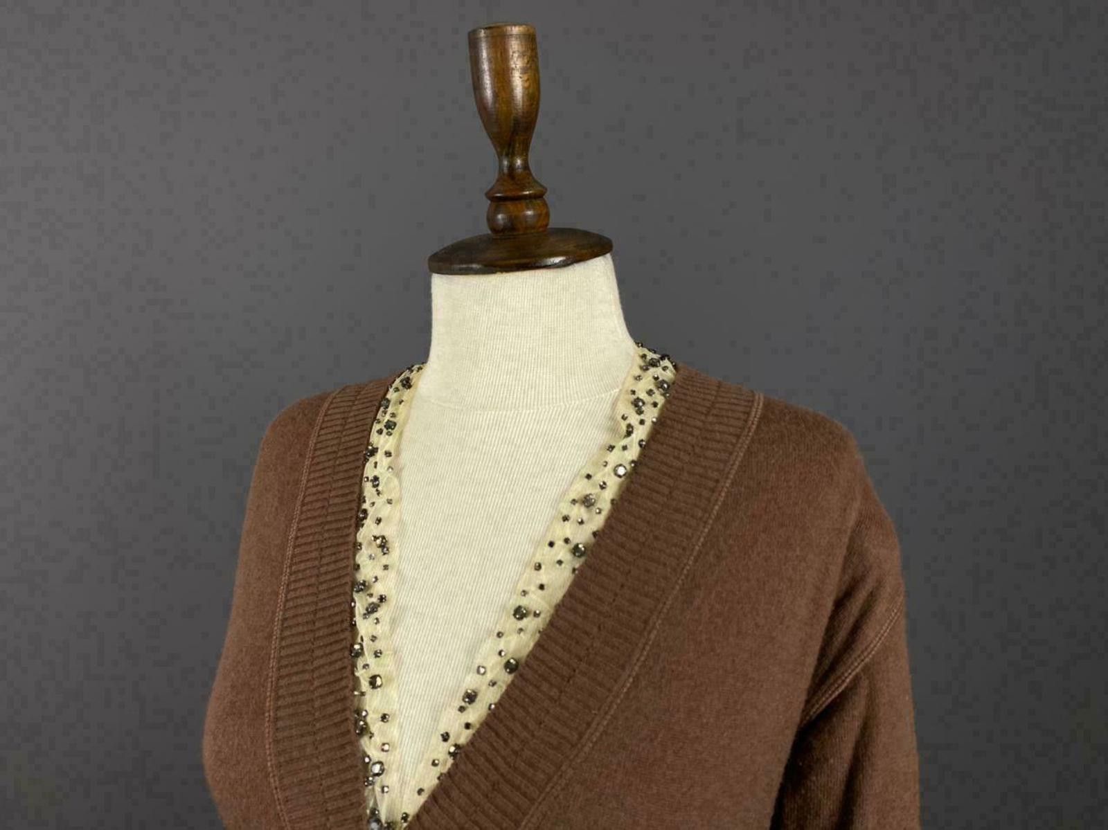 Alessandro Dell'acqua Ladies Allesandro Dell’Acqua Brown Cashmere Sweater Size 40 Size M / US 6-8 / IT 42-44 - 2 Thumbnail
