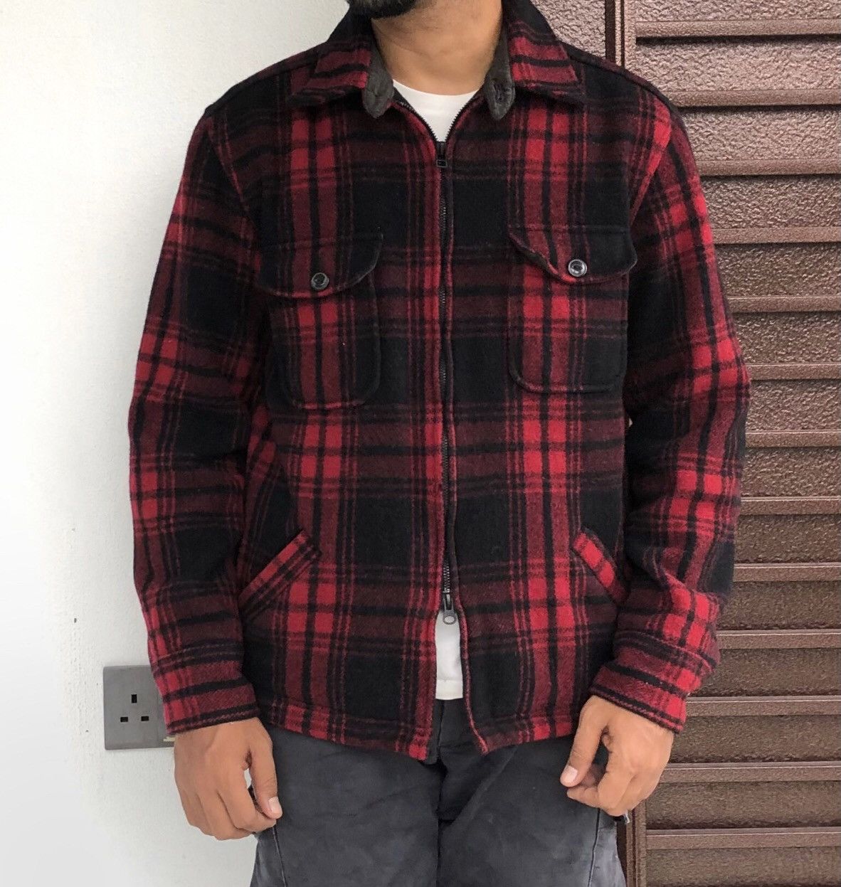 Japanese Brand Back Number Wool Jacket Red Plaid Tartan Jacket Size US L / EU 52-54 / 3 - 2 Thumbnail