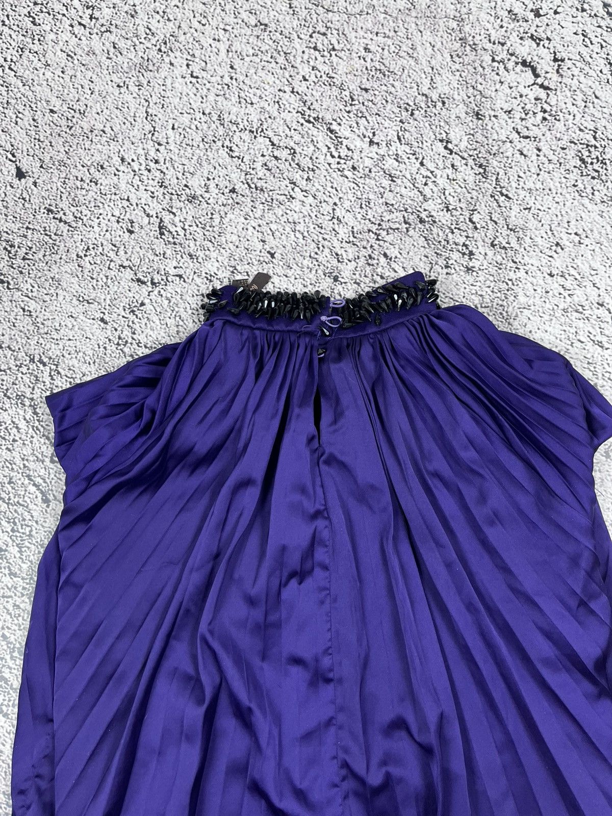 Roberto Cavalli Roberto Cavalli Purple Pleated Silk Top Crystal Collar Size S / US 4 / IT 40 - 9 Thumbnail