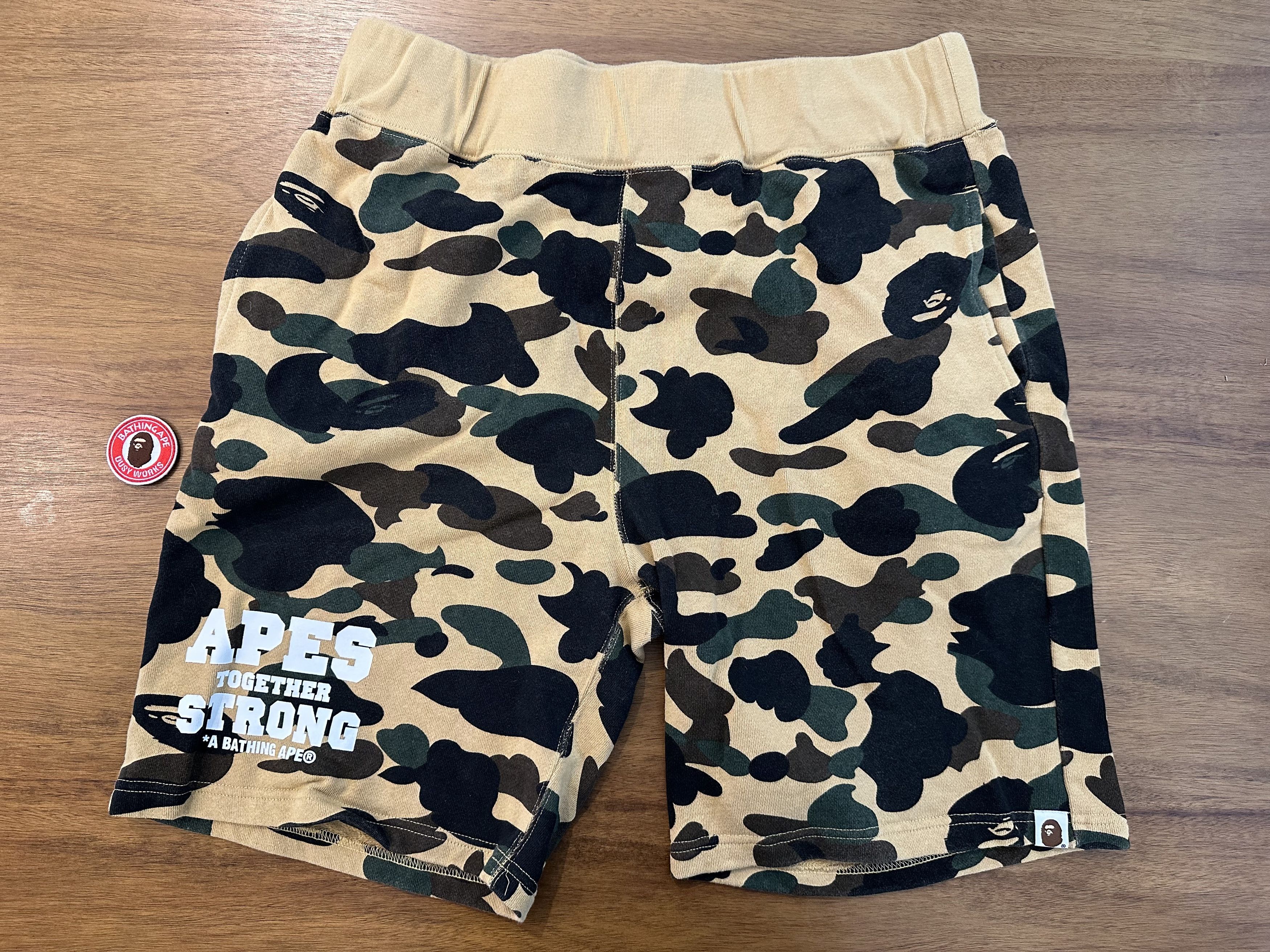Bape BAPE 1st Camo ATS Sweat Shorts (Yellow) (XL) Size US 33 - 1 Thumbnail