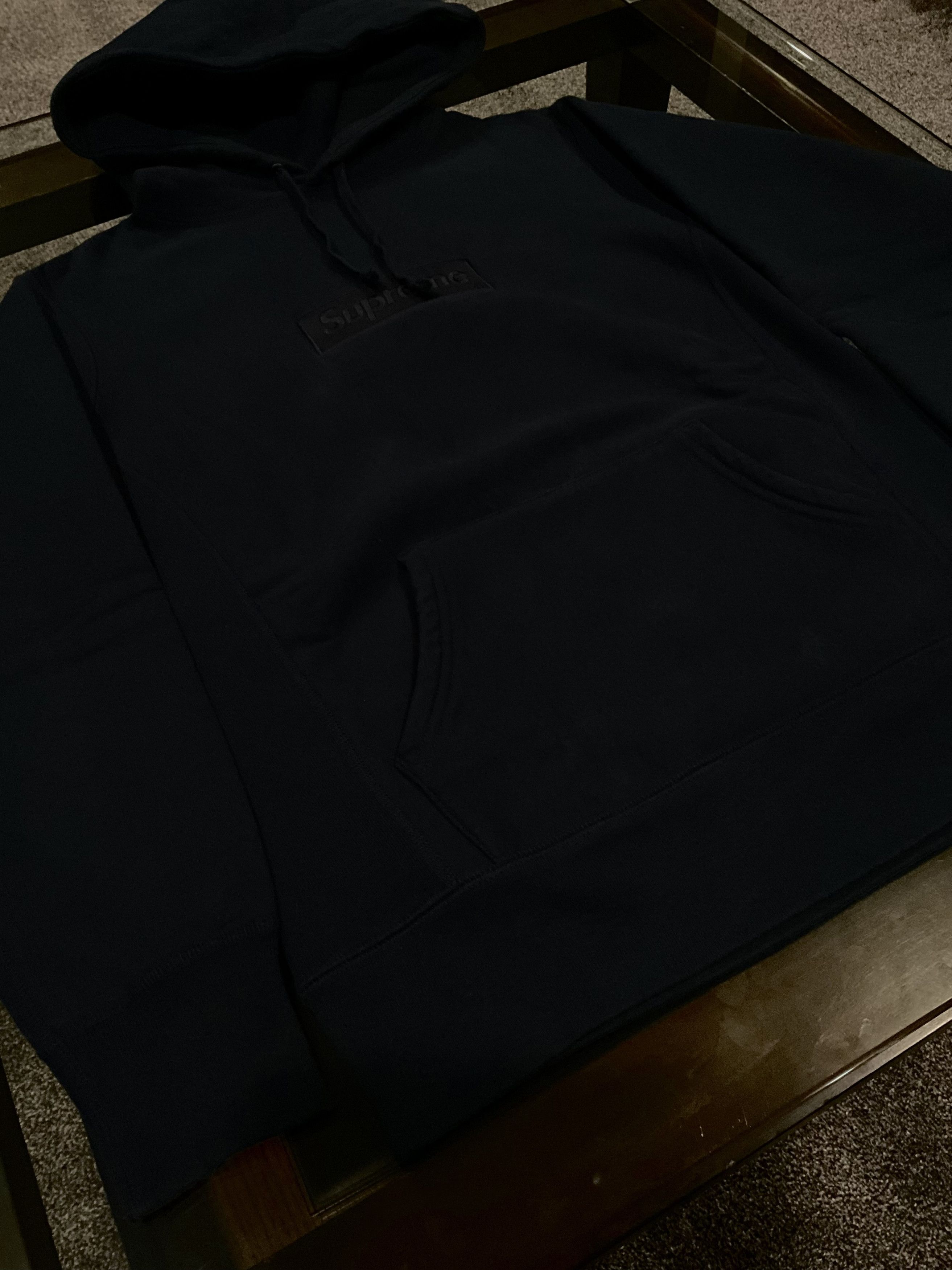 Supreme FW14 Navy Tonal Box Logo Pullover Hooded Sweatshirt Size US S / EU 44-46 / 1 - 3 Thumbnail