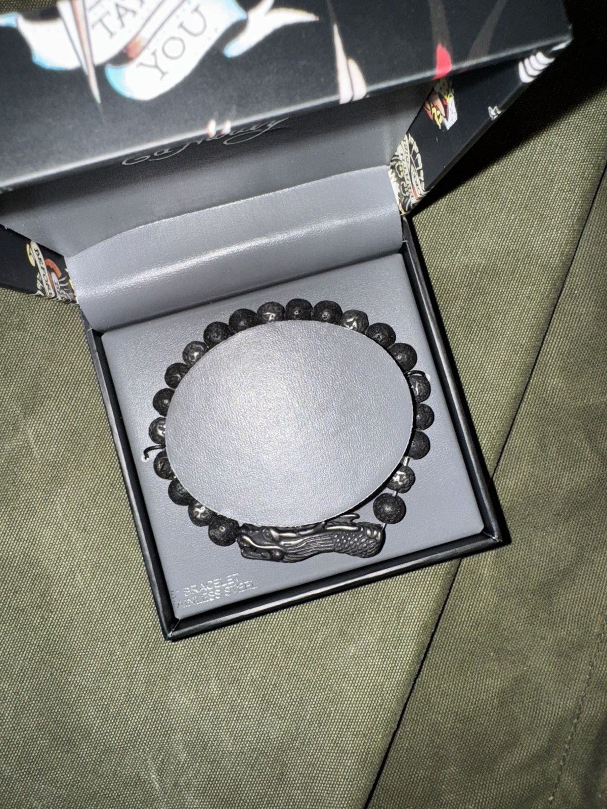 Ed Hardy Ed Hardy Silver Naga Black Volcanic Rock Beaded Bracelect Size ONE SIZE - 4 Thumbnail