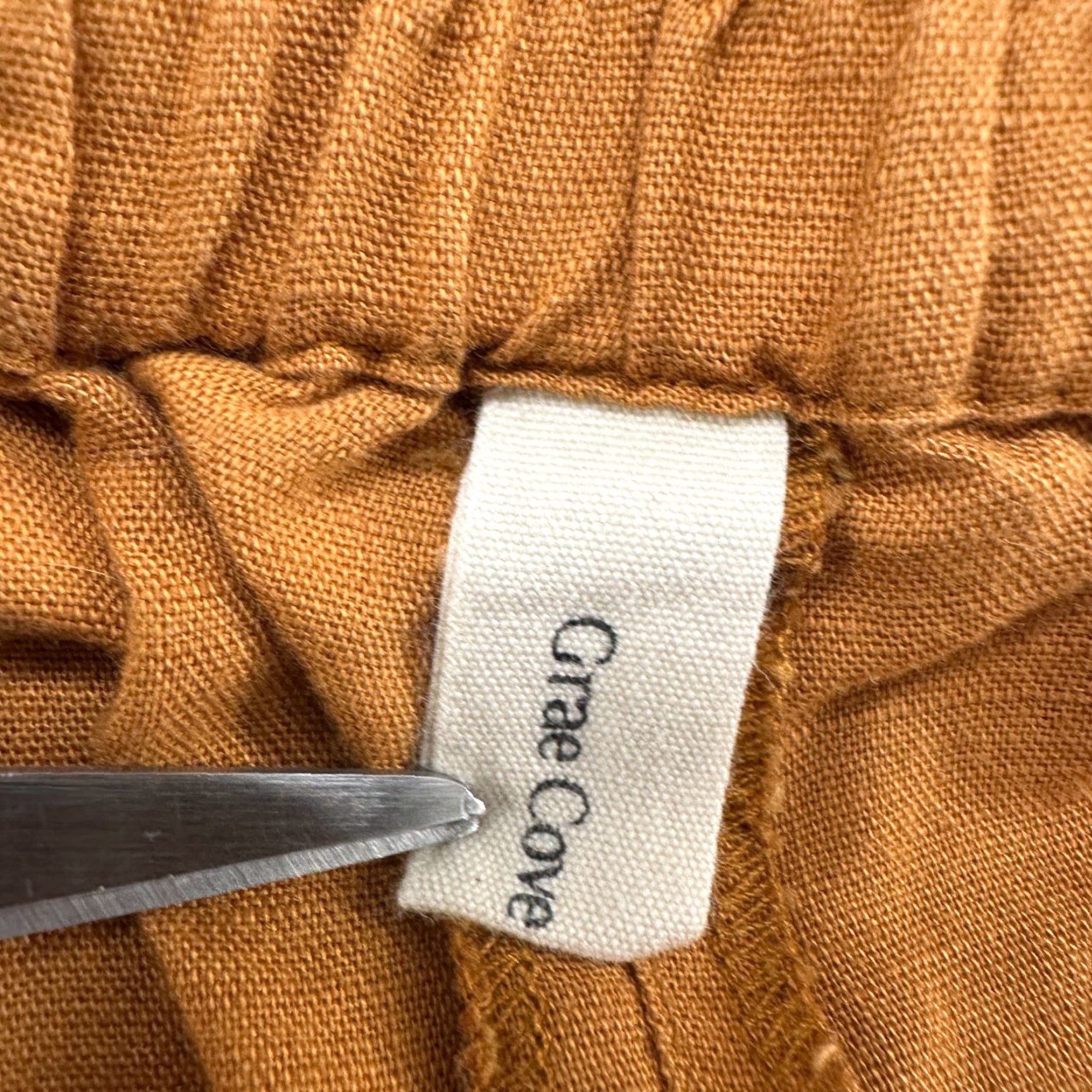 Vintage Grae Cove Pants Womens L Brown Elastic Waist Straight Leg Baggy Cotton Linen Size 30" / US 8 / IT 44 - 3 Thumbnail
