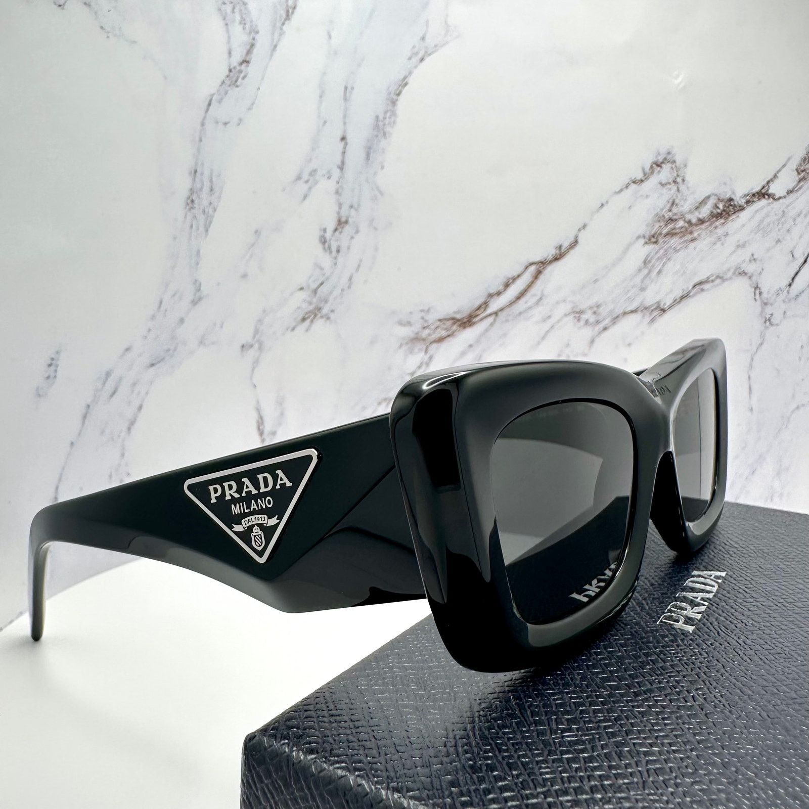 Prada Prada Sunglasses Black Square Cat Eye Triangle Logo Size ONE SIZE - 15 Thumbnail