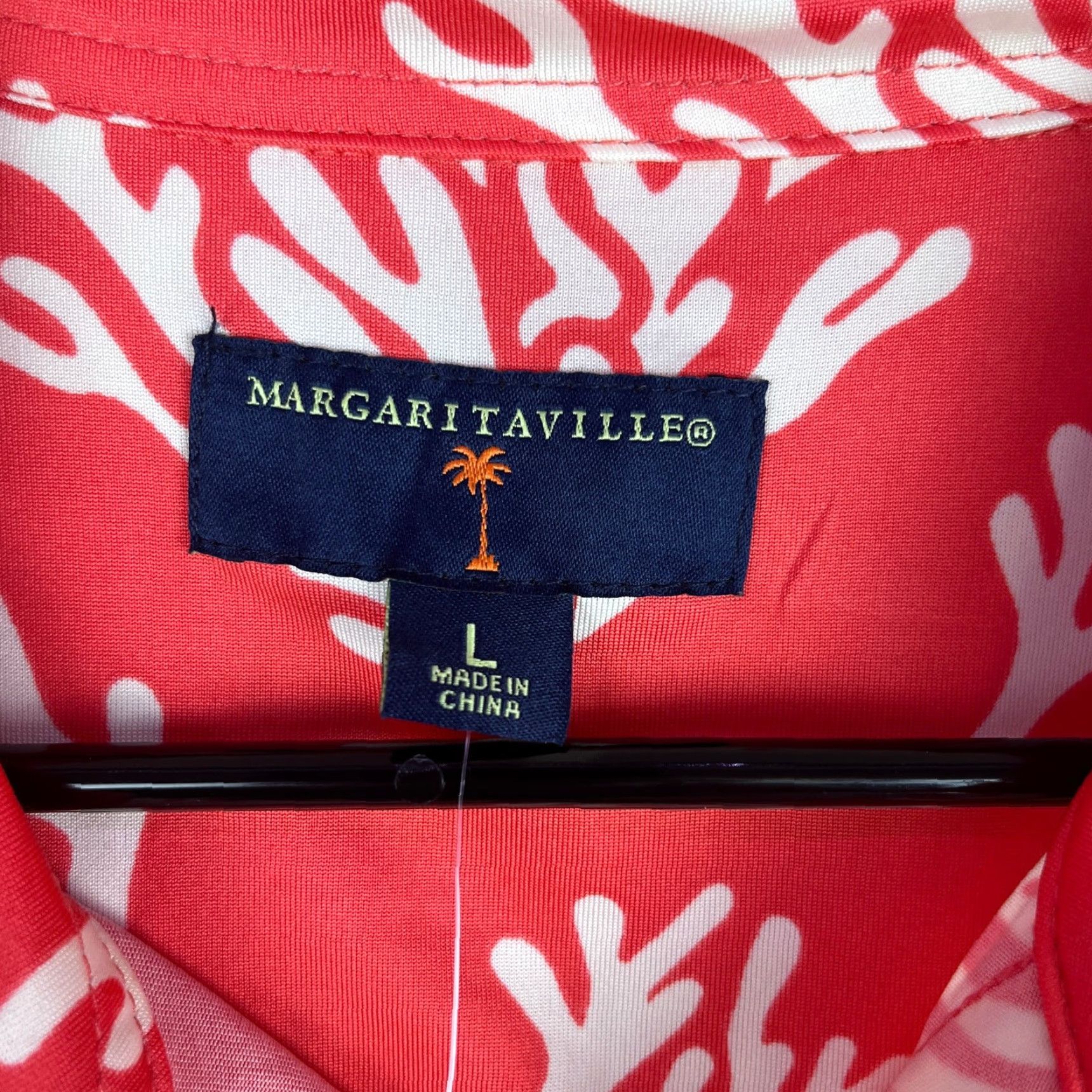 Vintage Margaritaville Mens Shirt Button-Down Large Pink UPF +50 Short Sleeve Nylon Spandex Beachwear Reef Pattern Size US L / EU 52-54 / 3 - 6 Thumbnail