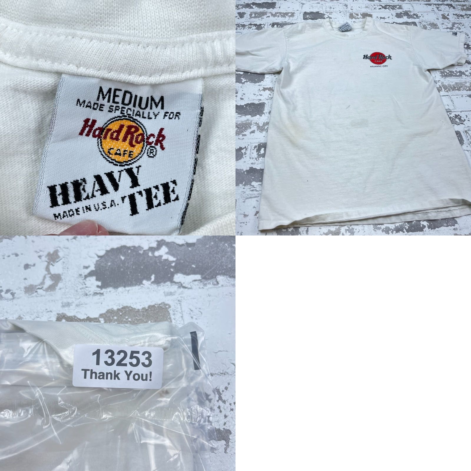Hard Rock Cafe VINTAGE Hard Rock Cafe Shirt Men Medium White Heavy Tee 90s Retro Logo Graphic Print Cotton Polyester Jersey Short Sleeve Crew Neck T-Shirt Mens Size US L / EU 52-54 / 3 - 10 Thumbnail