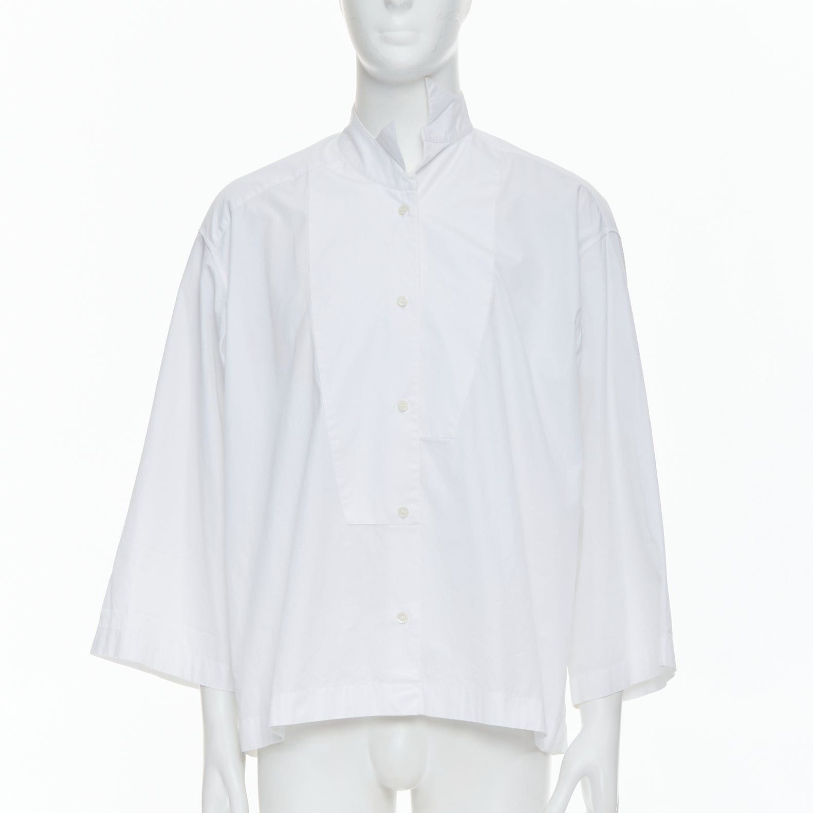 Loewe LOEWE white cotton asymmetric collar cropped sleeve boxy shirt S Size S / US 4 / IT 40 - 1 Thumbnail