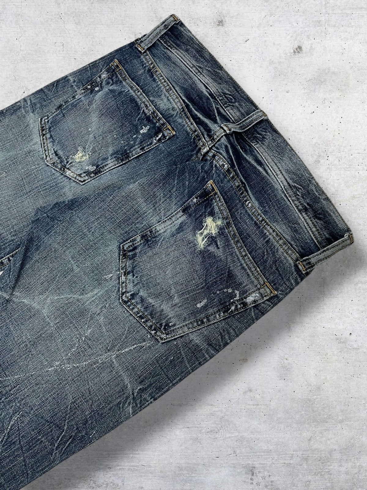 Tornado Mart VINTAGE JAPAN FLARED RIPPED DISTRESSED SPLASH SEMANTIC DENIM Size US 32 / EU 48 - 11 Thumbnail