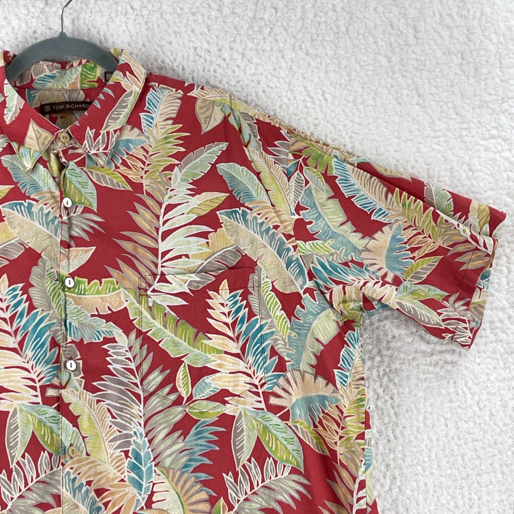 Tori Richard VINTAGE Tori Richard Red Palm Print Button-Up Shirt Mens XL Short Sleeve Cotton Hawaiian Tropical Beach Size US XL / EU 56 / 4 - 4 Thumbnail