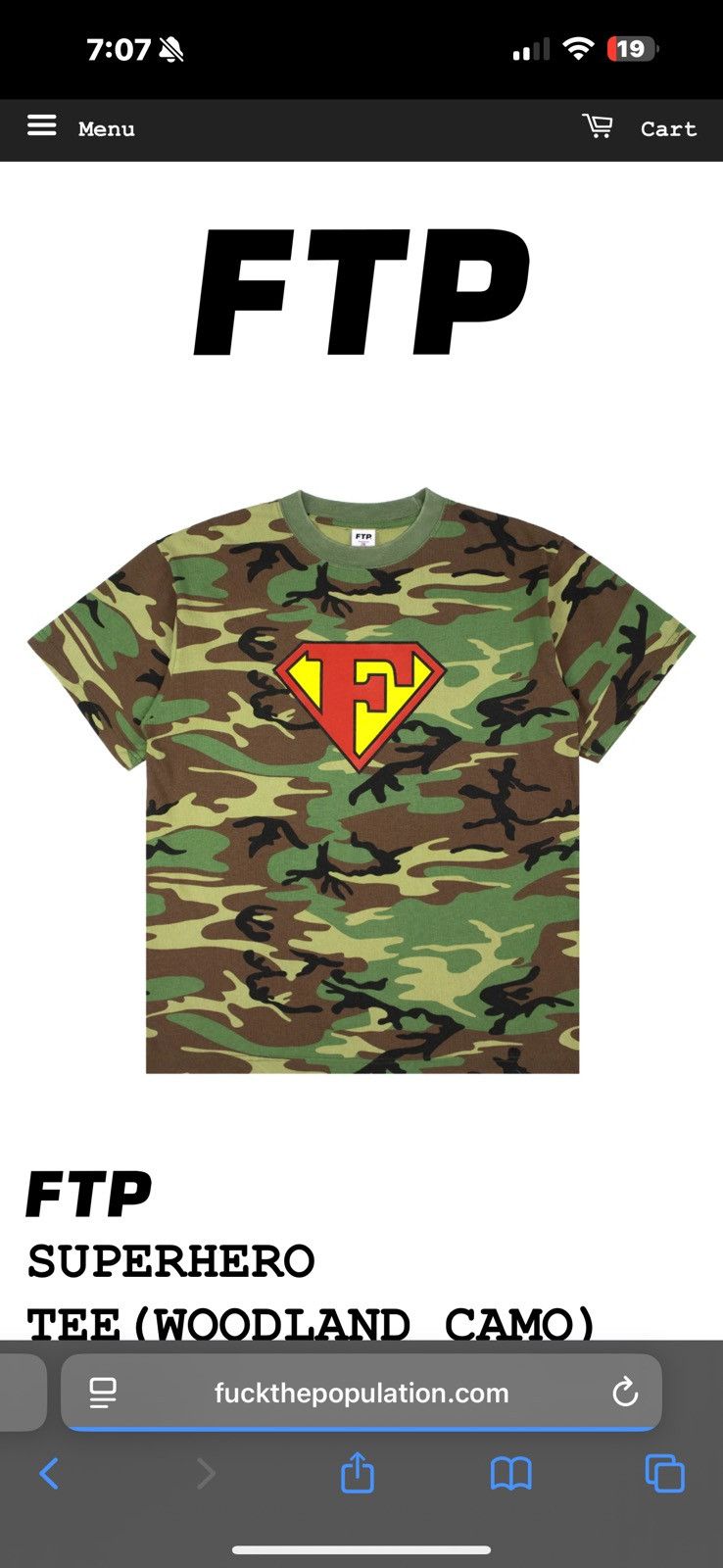 Fuck The Population FTP SUPERHERO TEE (CAMO) Size US S / EU 44-46 / 1 - 2 Thumbnail