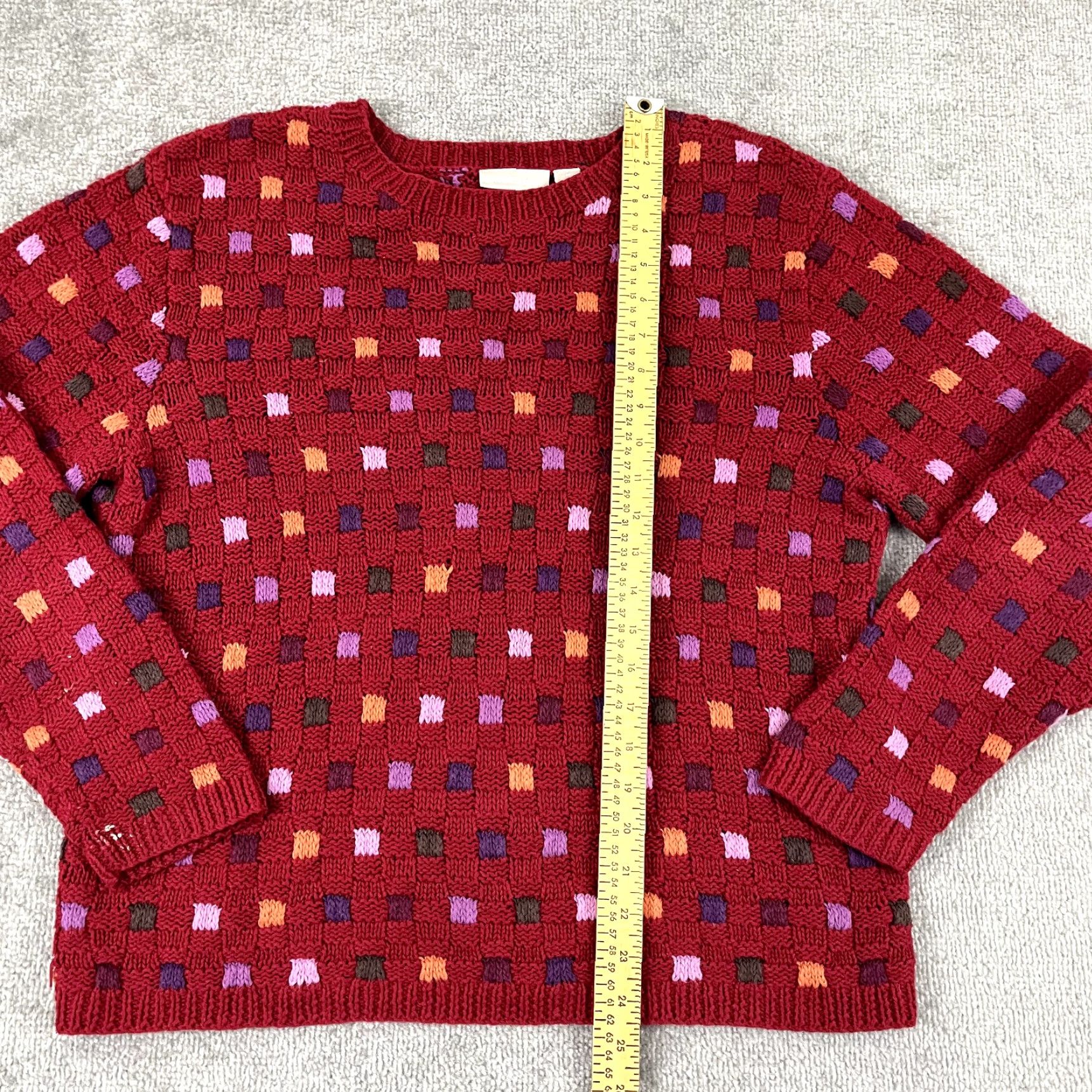 Nordstrom VINTAGE Nordstrom Sweater Mens M Red Patchwork Square Knit Jumper 90s Size US M / EU 48-50 / 2 - 3 Thumbnail