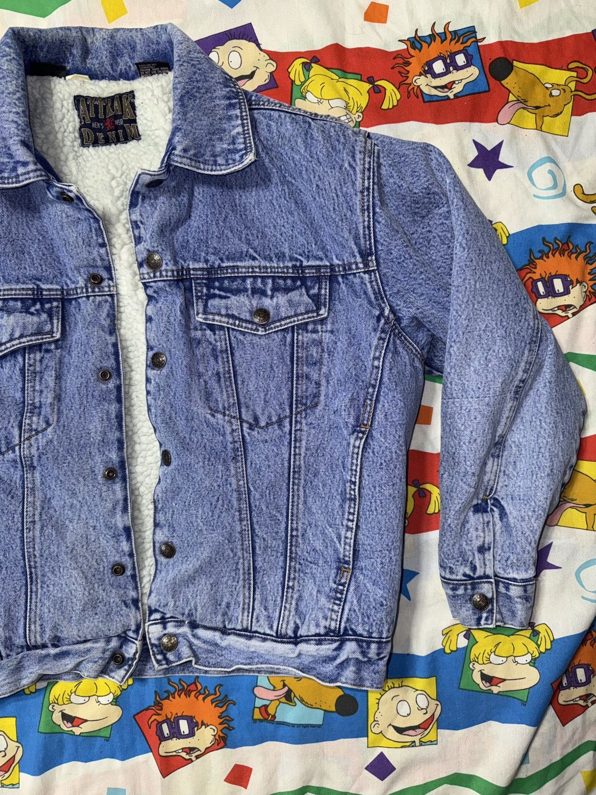Other Vintage Sherpa Lined Acid Wash Denim Trucker Jean Jacket Size US M / EU 48-50 / 2 - 1 Thumbnail