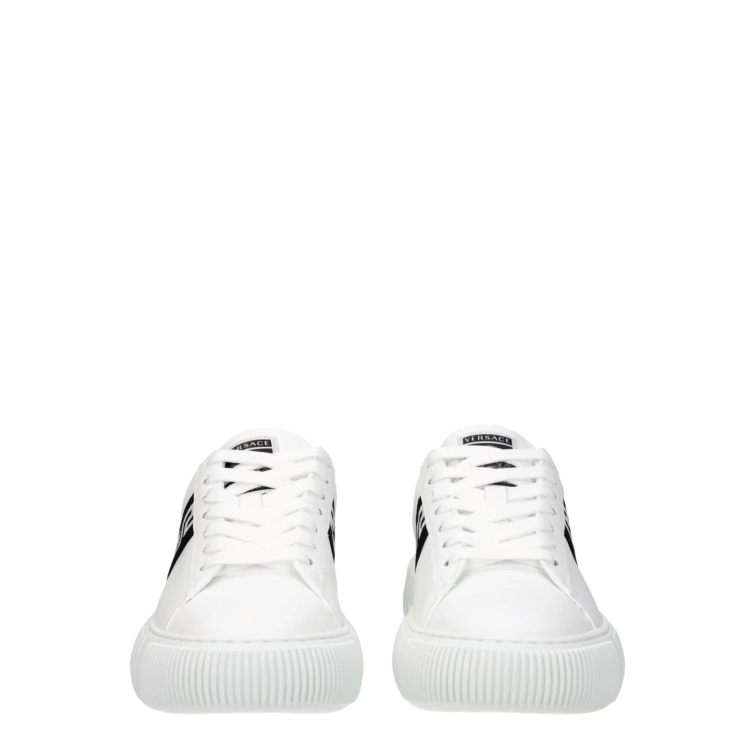 Versace ob1o1e0125 Leather Low-Top Sneakers in White Black Size US 8 / IT 38 - 3 Thumbnail