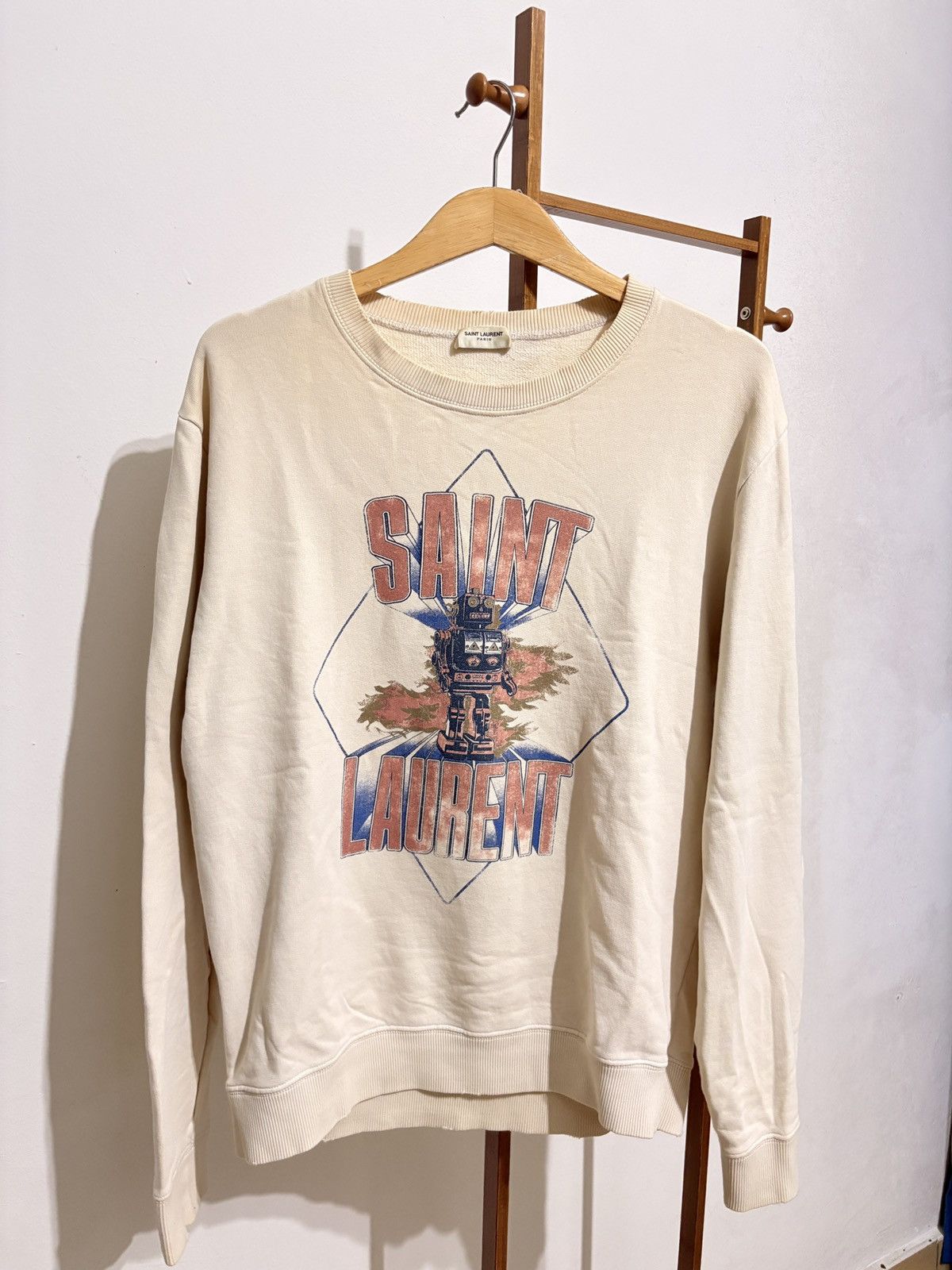 Saint Laurent Paris Saint Laurent Robot Destroyed Sweatshirt Size US M / EU 48-50 / 2 - 2 Thumbnail